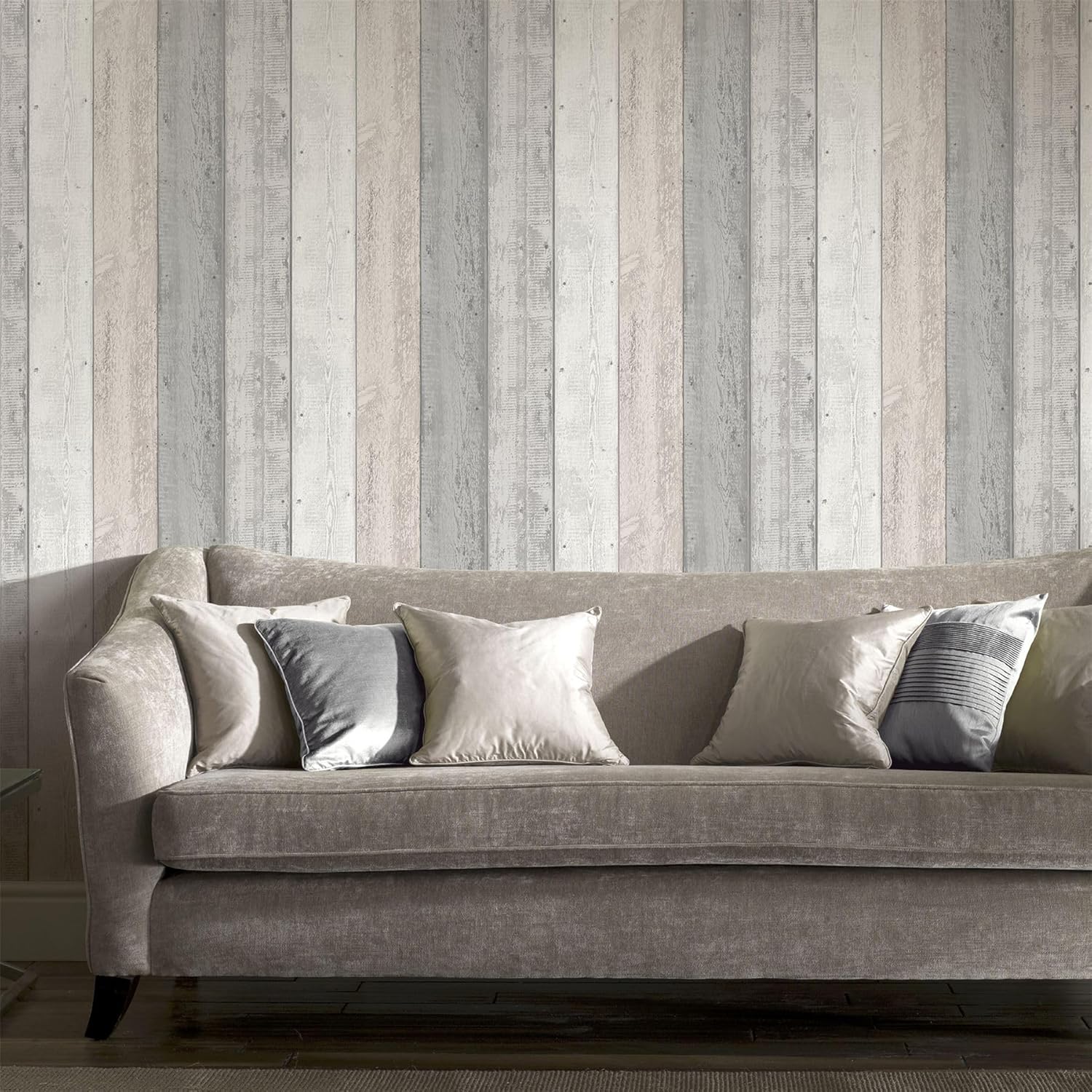 Painted Wood Panel Effect Grey Blush Wallpaper Grain Rustic Realistic arthouse