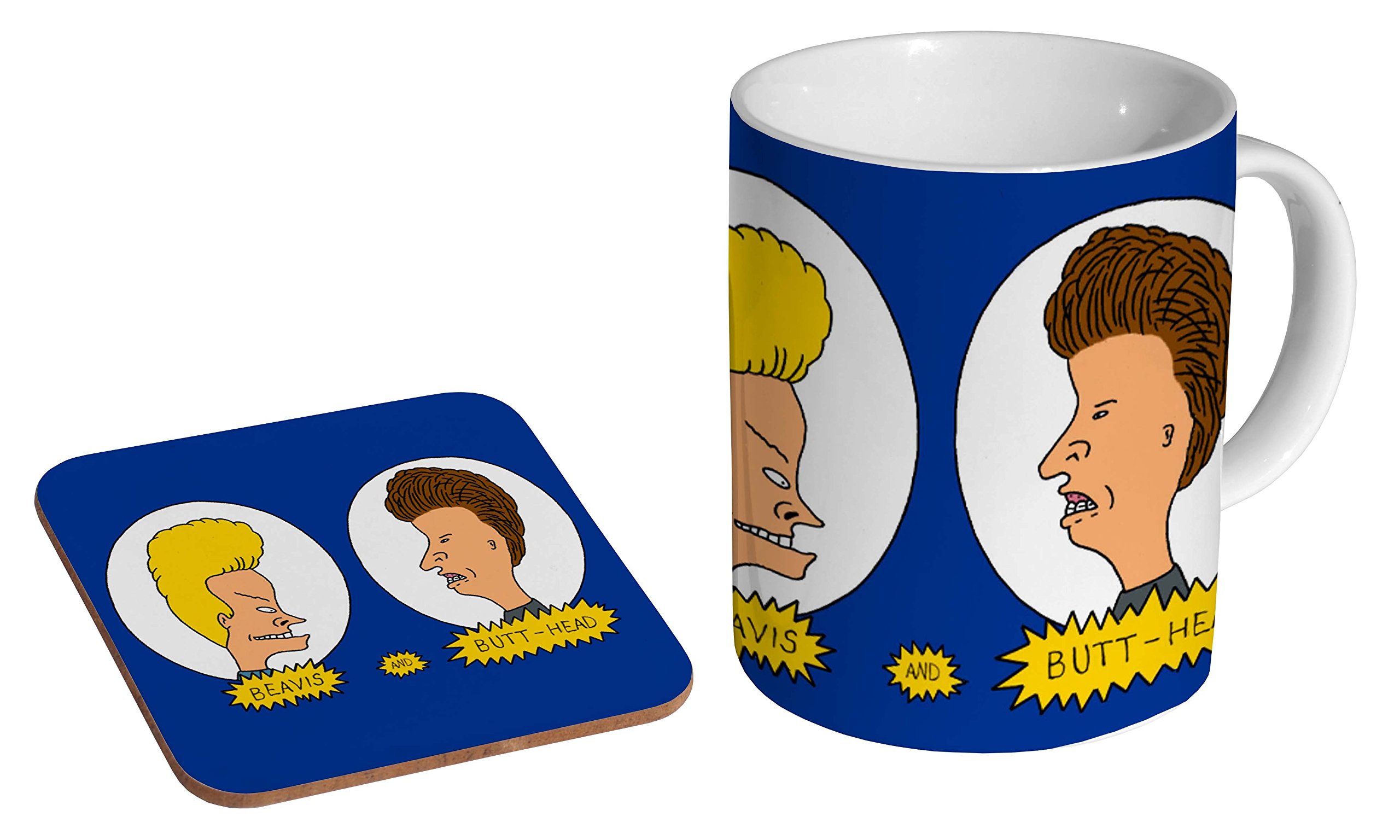 Mugmart White Beavis And Butthead Awesome Ceramic Coffee Mug + Coaster Gift Set
