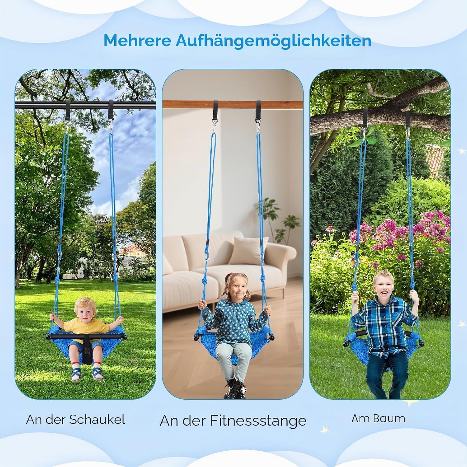 Columpio 2 en 1 para niños con cuerdas ajustables, columpio para árbol