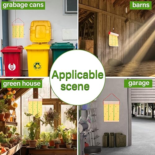 Miniatura 6 de Kittmip Trampa para moscas de 30 pies, trampa adhesiva para moscas, rollos de pegamento para moscas en interiores y exteriores, amarillo y verde