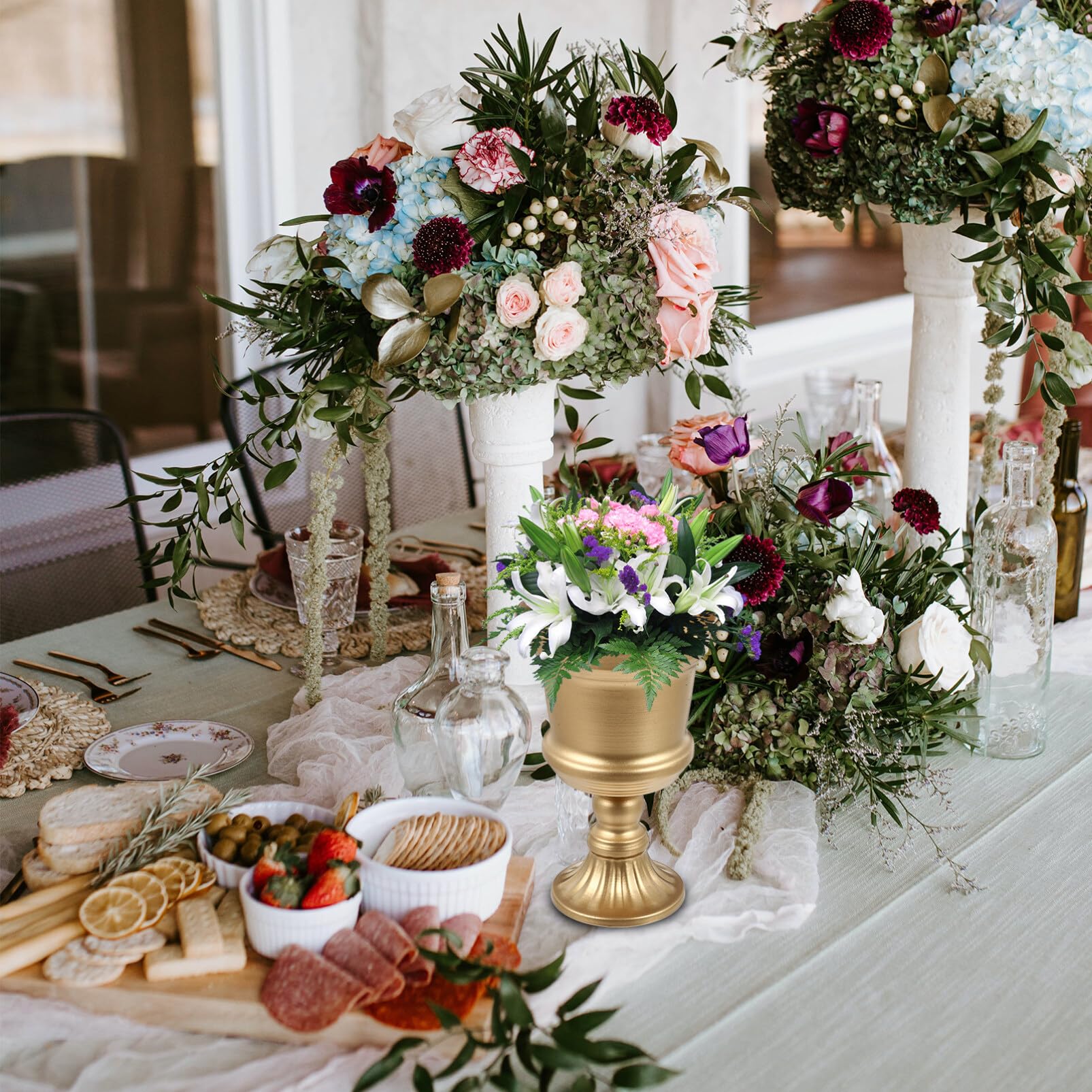 INOOMP Unique Metal Flower Vase Iron Art Flower Pot for Home Office Hotel Decor Wedding Centerpieces Table Decorations