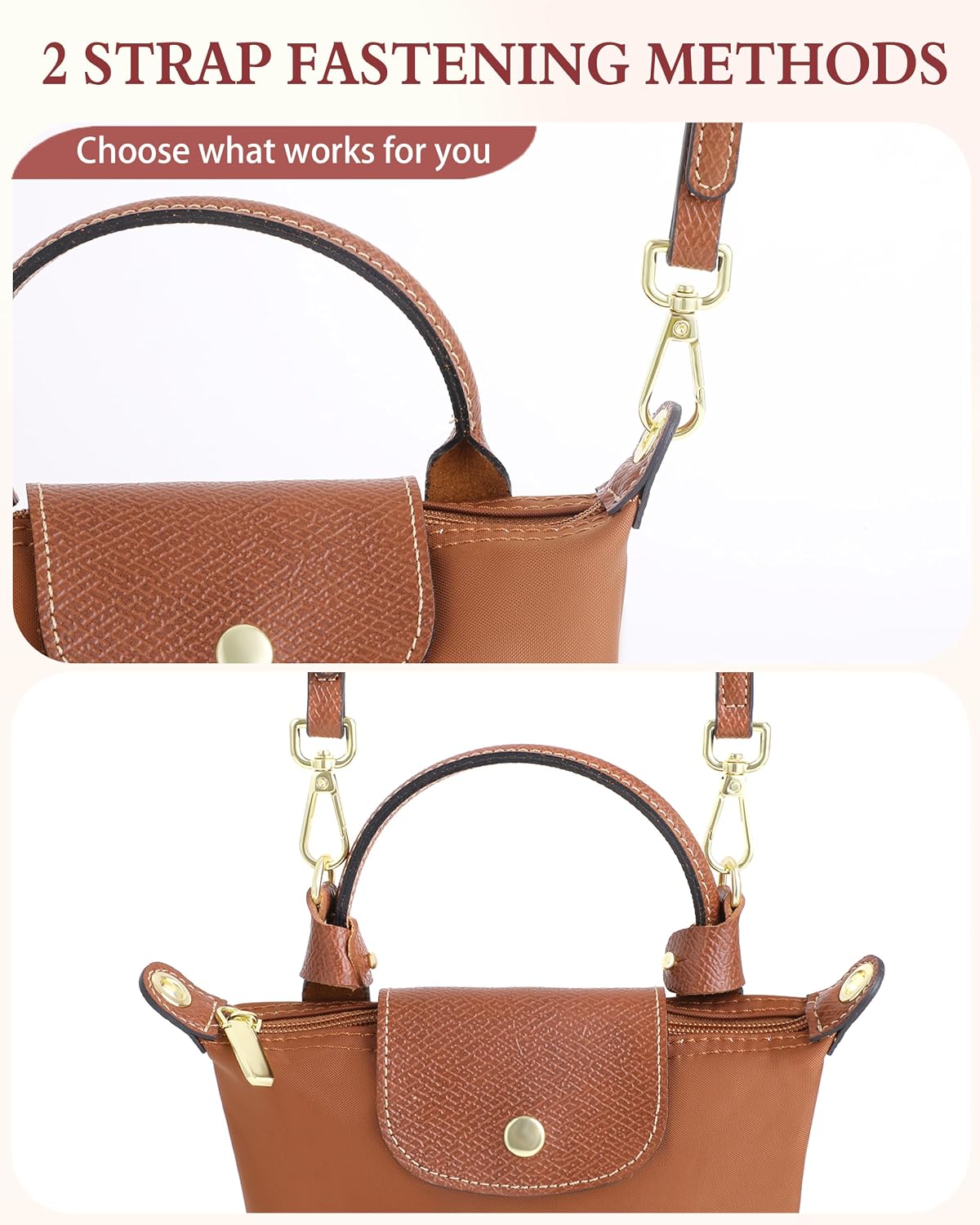 2-in-1 Brown Strap & Organizer Kit for Longchamp Mini/Small Bag image 2