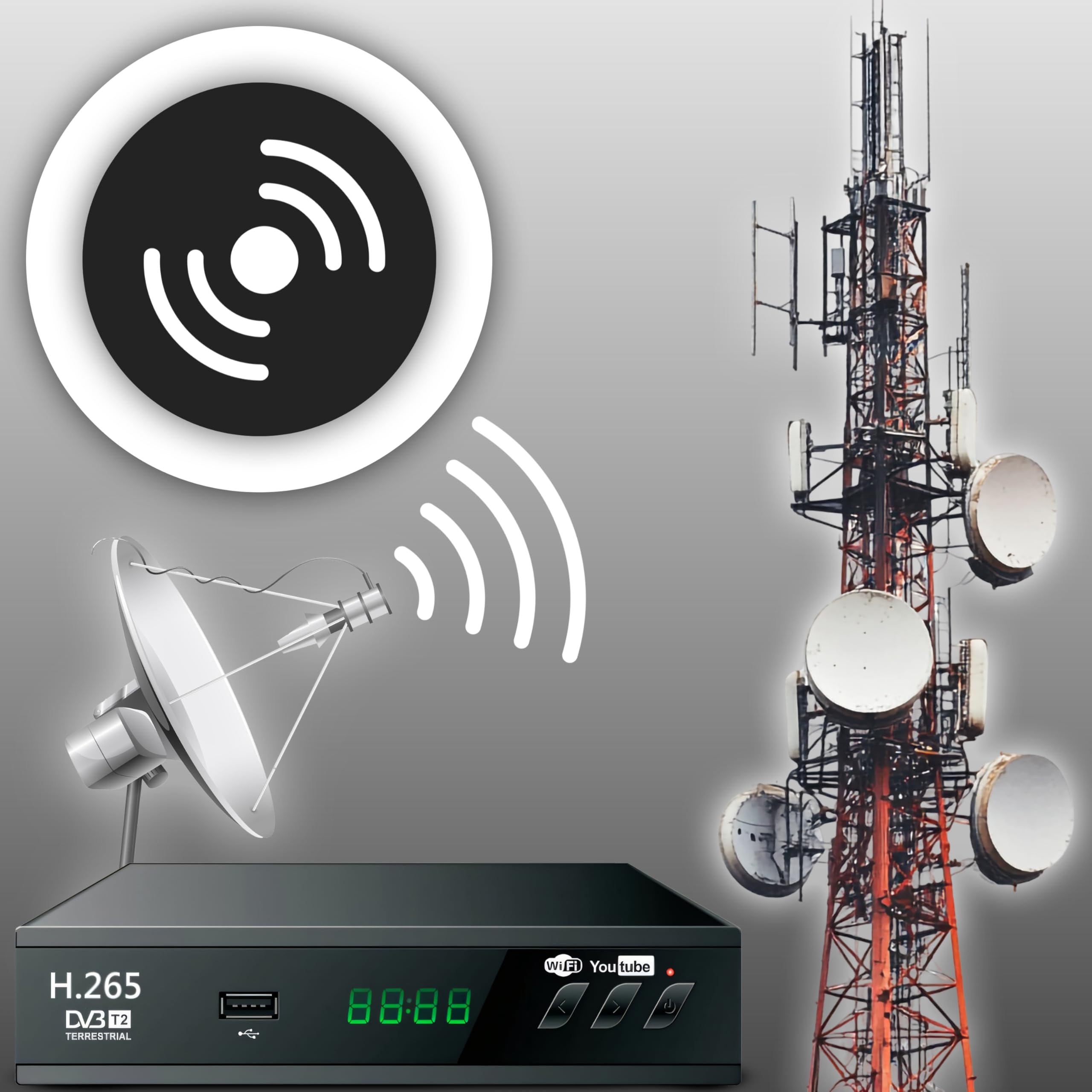 Retoo Odbiornik DVB-T2 HD z H.265 HEVC, odbiornik cyfrowy z HDMI, SCART, funkcją nagrywania PVR, Timeshift i USB, tuner TV Full HD do telewizji kablowej, z pilotem sterującym i kablem