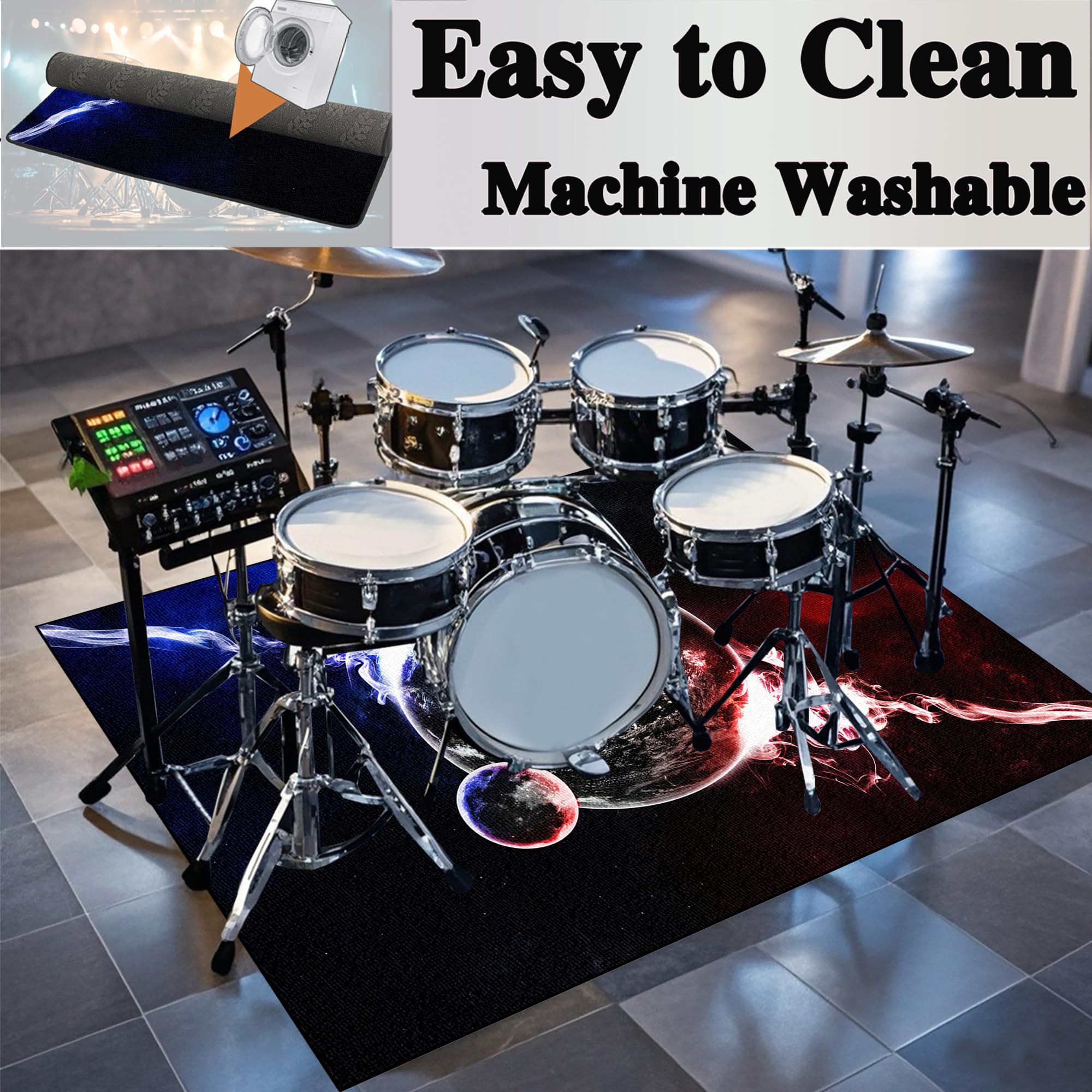 230 x 180 cm Tappeti per Batteria Tappeto Insonorizzato Tappeto Drum Professionale Tappetino Batteria Tappetino per Batteria Acustica Coperta Antiscivolo Insonorizzata Tappetino Batteria Elettronica
