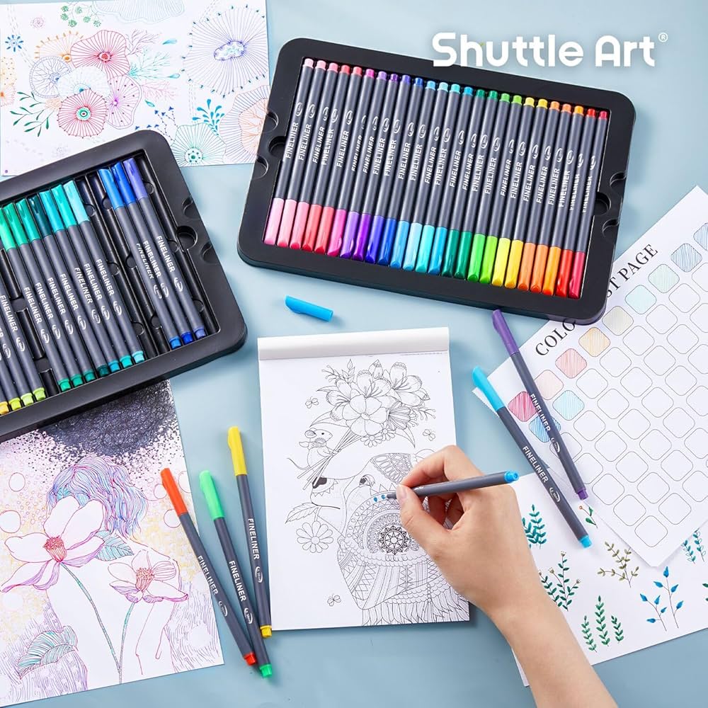 水彩ペン画 タイトル「ジオメトリー」 Amazon.co.jp: Shuttle Art 水性ペン 100色セット 極細ライン