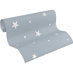Decor Dreams Revestimiento Paredes A.S. Création Papel de Pared no tejido - Papel Pintado de Habitación Infantil con Estrellas en Azul y Gris - Papel Pintado para Habitaciones de Niños - Papel Pintado de Pared en 10.05 m x 0.53 m