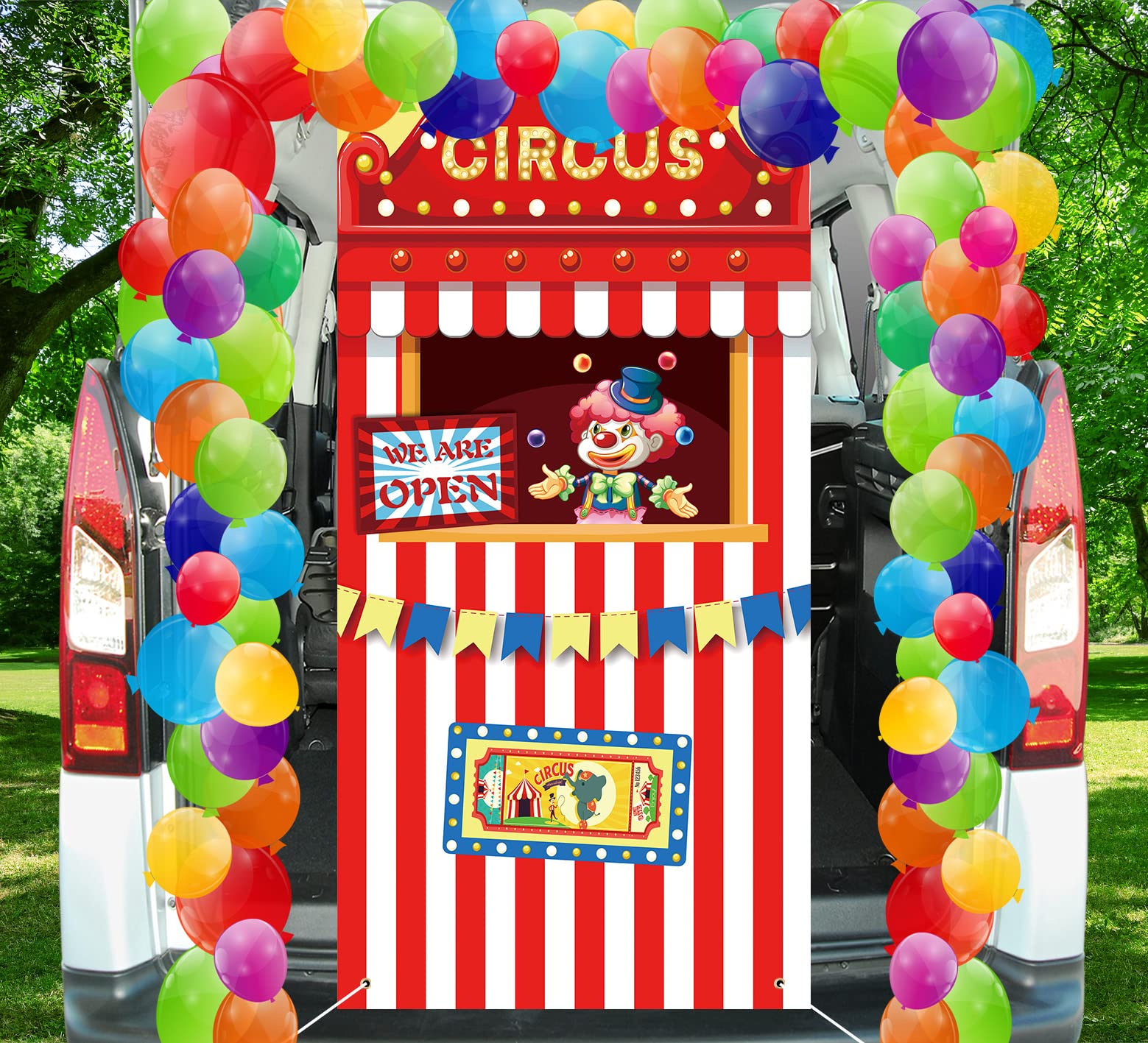 Bannière Porte Carnaval Cirque – 1,8 X 0,9 M Avec Corde De 6 M – Décoration Fête En Polyester Lavable Et Réutilisable