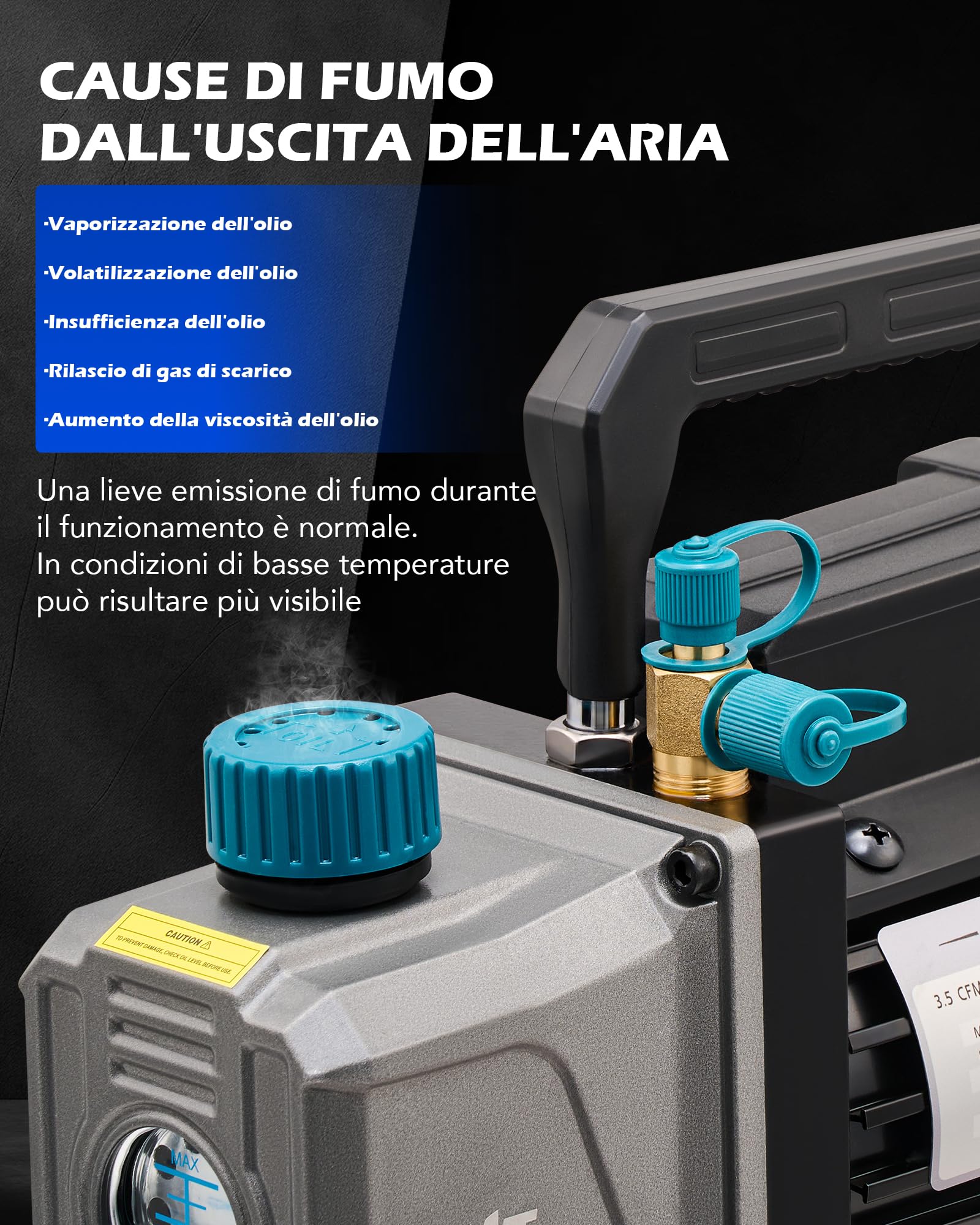 Orion Motor Tech Pompa Vuoto da 3,5 CFM e 1/4 hp, 186W Pompa per Vuoto Monostadio HVAC per R12 R22 R134a R410a R1234yf Pompa a Vuoto per Condizionatori per Auto Degasaggio Resine e Altro, Olio Incluso