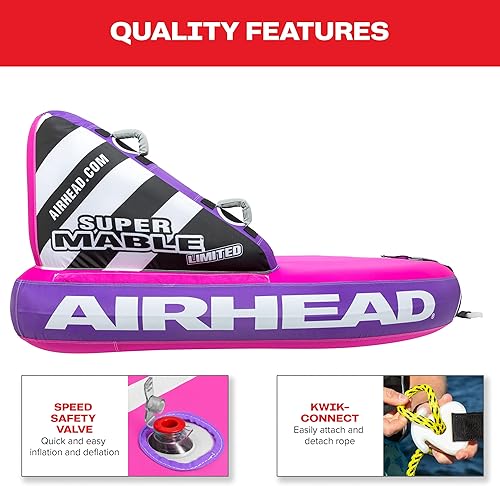 Miniatura 32 de Airhead Tubo inflable remolcable Mable, modelos de 1-4 jinetes, puntos de remolque duales, cubierta completa de nailon, almohadillas de espuma EVA