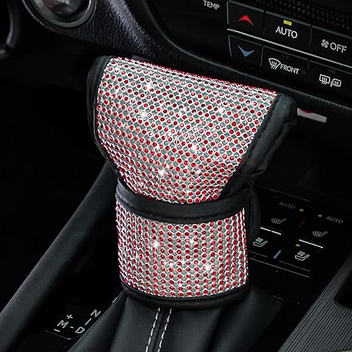 BJSIA Bling Auto - Funda para pomo de palanca de cambios de automóvil, protector universal para palanca de cambios con diamantes de imitación,
