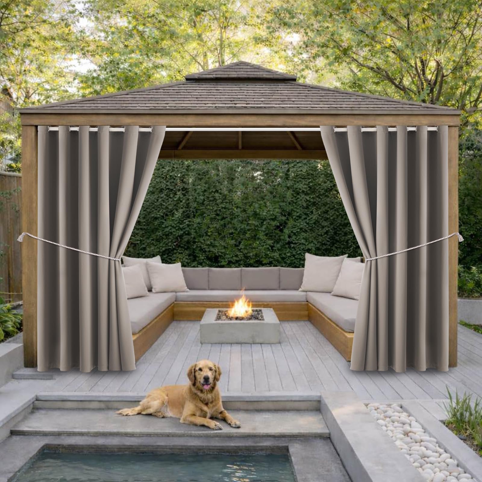 DIVA EN CAMINO DEC Outdoor Patio Curtain Waterproof Darkening Thermal Insulated Indoor Curtains for Bedroom, Porch, Living Room, Pergola, Cabana, W84