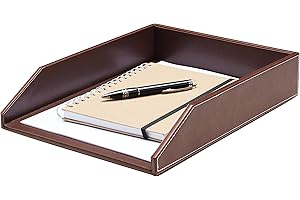 Letter Tray Desk Organizer - Durable PU Leather Office Organizer Desktop Drawer