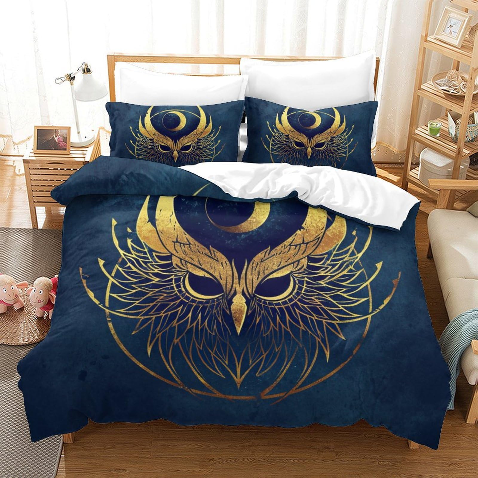 Housse de couette chouette 3D infroissable pour en finir avec le repassage