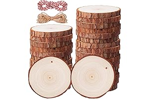 SENMUT Wood Slices - 30 Pcs 3.5-4 Inches Natural Craft Unfinished Predrilled...