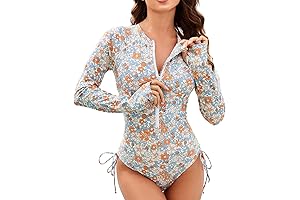 Women's Long Sleeve Rash Guard Swimsuit with Zipper