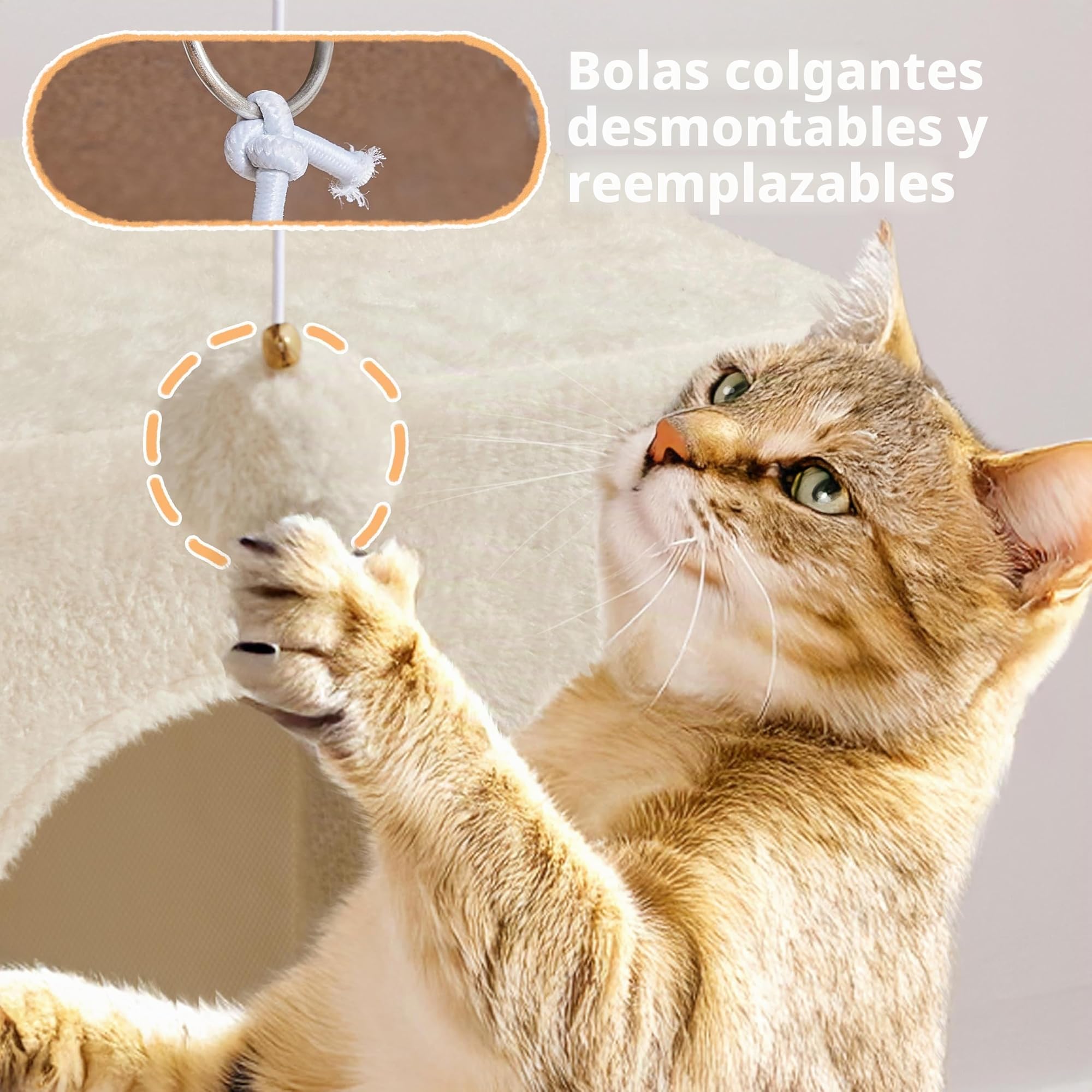 Yaheetech Árbol rascador para Gatos de 106 cm de Altura, con 2 Casitas y Pelota de Juego, Color Beige