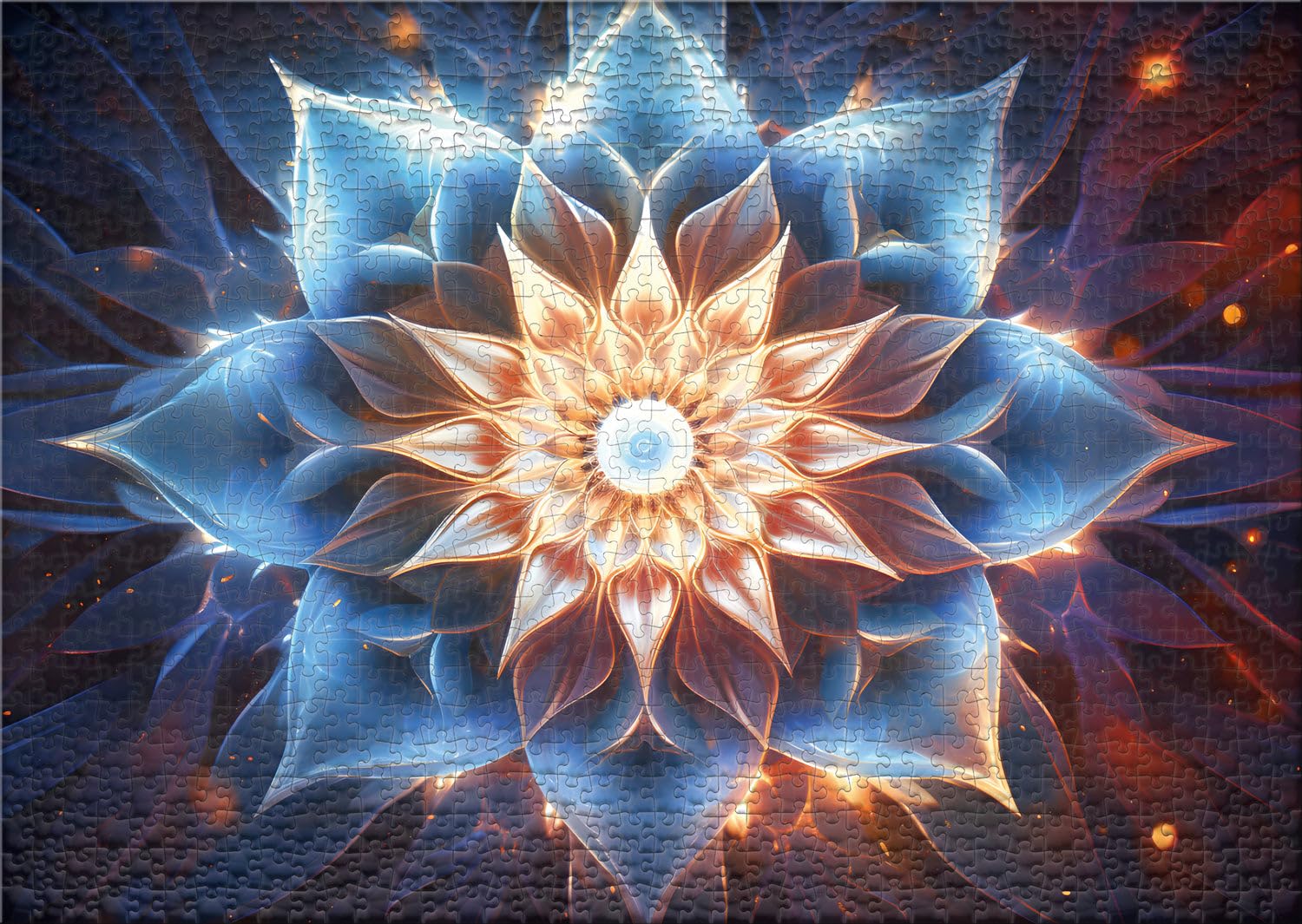 Ulmer Puzzleschmiede - 1000 Piece 'Ice Flower' Mandala Puzzle - Modern Floral Design - Expert Level - 68 x 48 cm - Made in Germany - Image 2