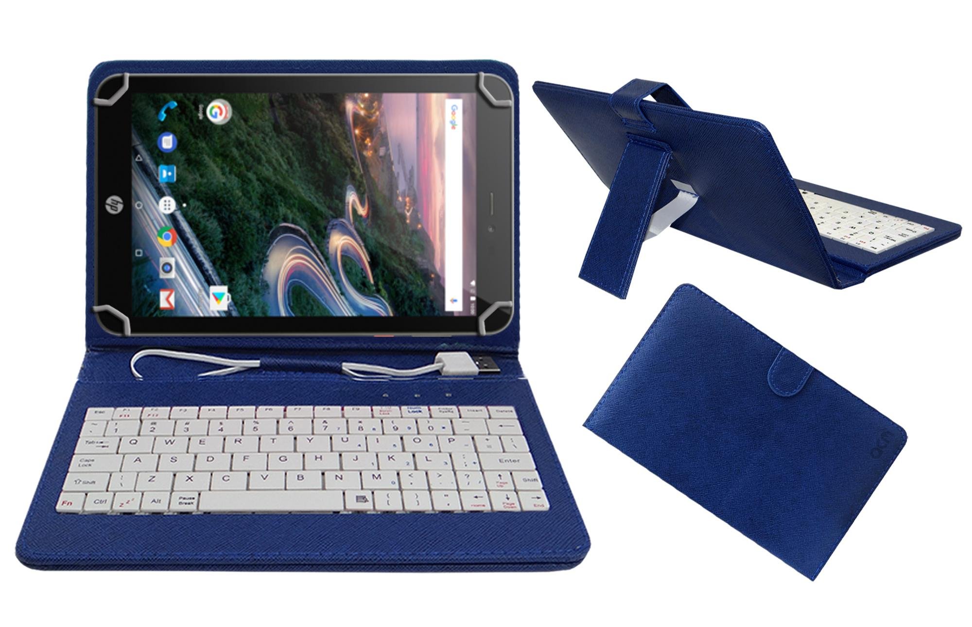 Acm USB Keyboard Case Compatible with Hp Pro 8 with Voice Tablet Cover Stand Study Gaming Direct Plug & Play - Blue