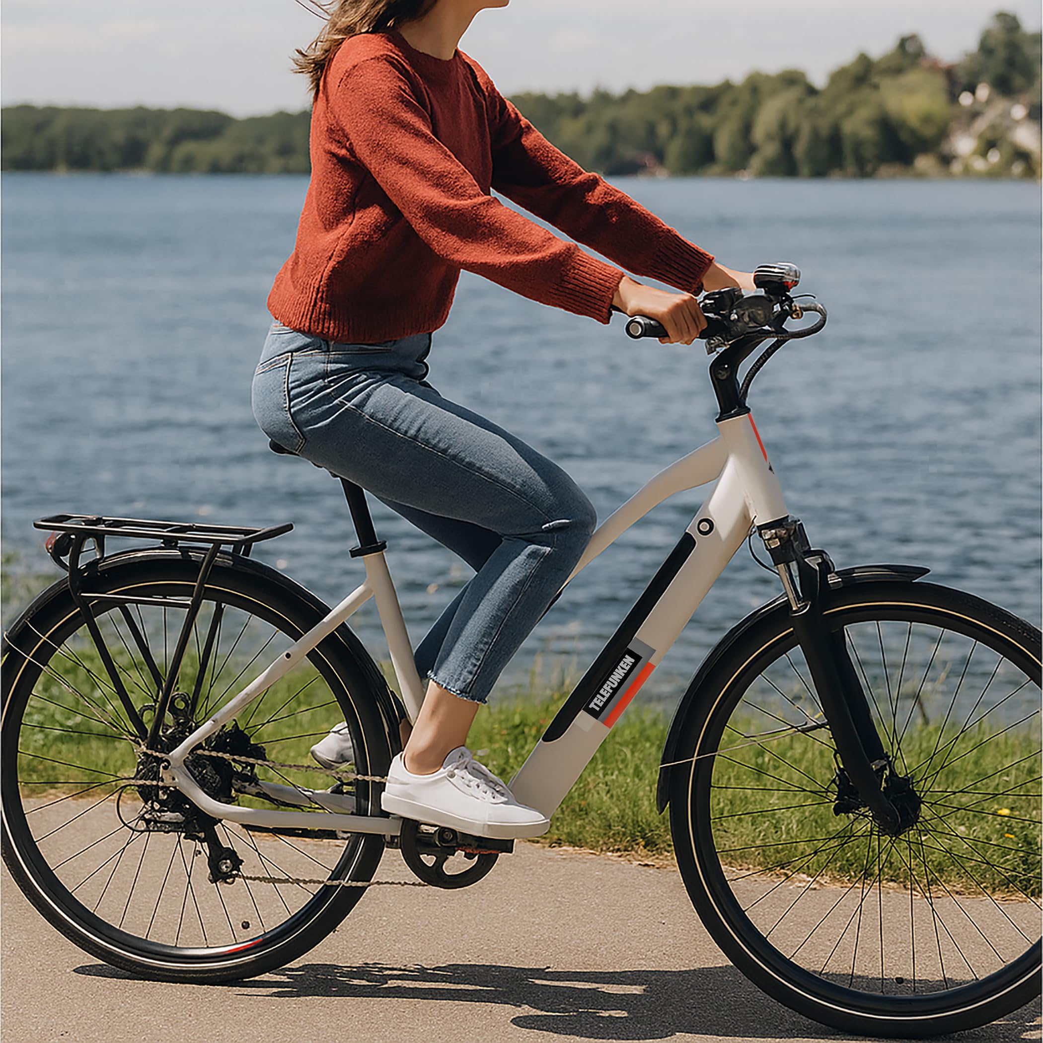 TELEFUNKEN E-Bike 28 Zoll Fahrrad | Trekking Pedelec mit 8-Gang Kettenschaltung & Scheibenbremsen | 250 W Heckmotor & integriertem 417,6 Wh Li-Ion-Akku | inkl. Panzerkabelschloss