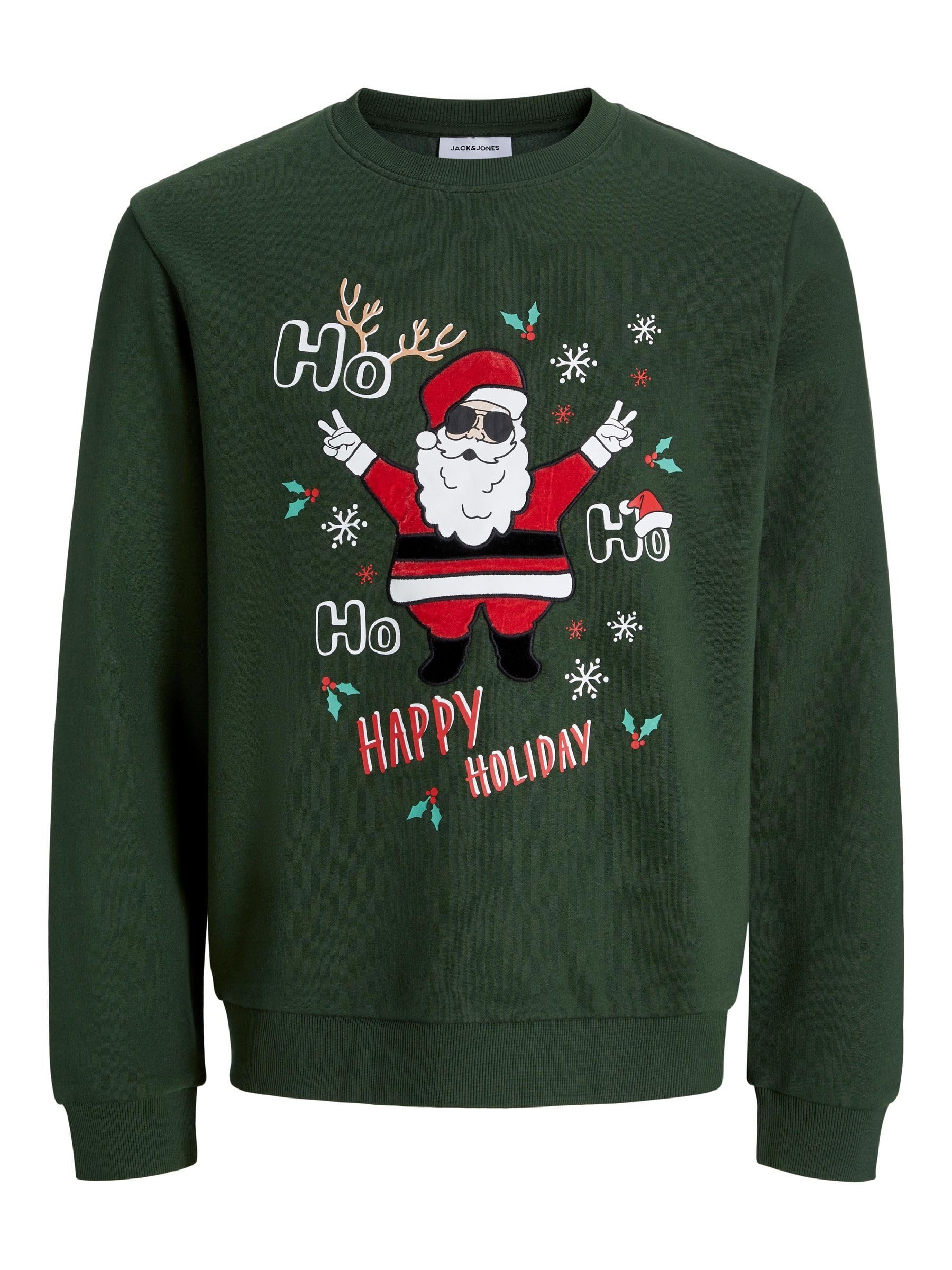 Jack & Jones Crew Neck Christmas Sweatshirt Men's Green Medium