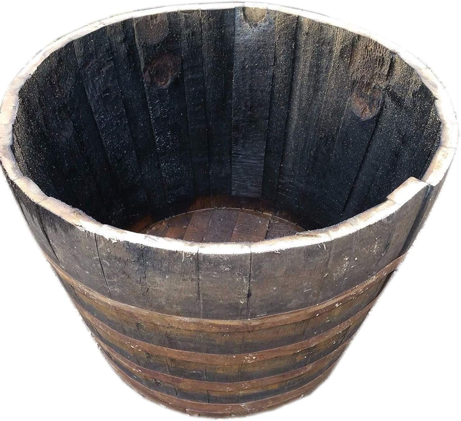 Cheeky Chicks Large Recycled Solid Oak Half 500L Whisky Barrels Planters Garden Accessories