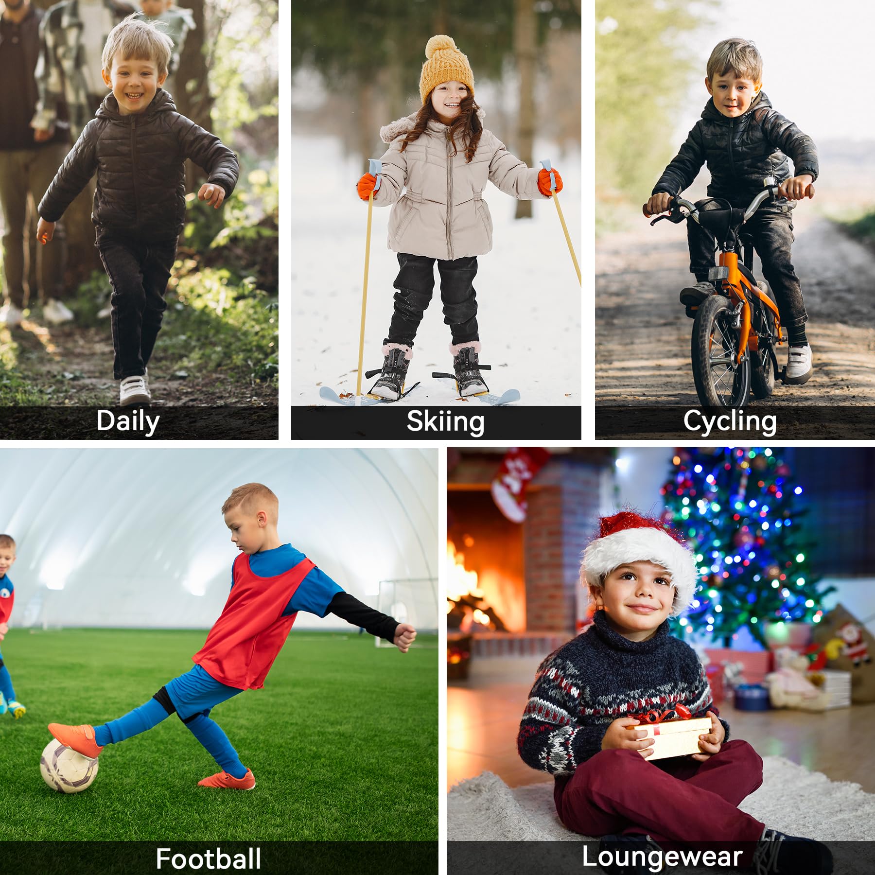 AMZSPORT Biancheria Intima Termica per Bambini, Set Intimo a Manica Lunga per Ragazzi, Comfort e Traspirabilità per lo Sci, il Calcio e gli Sport Invernali