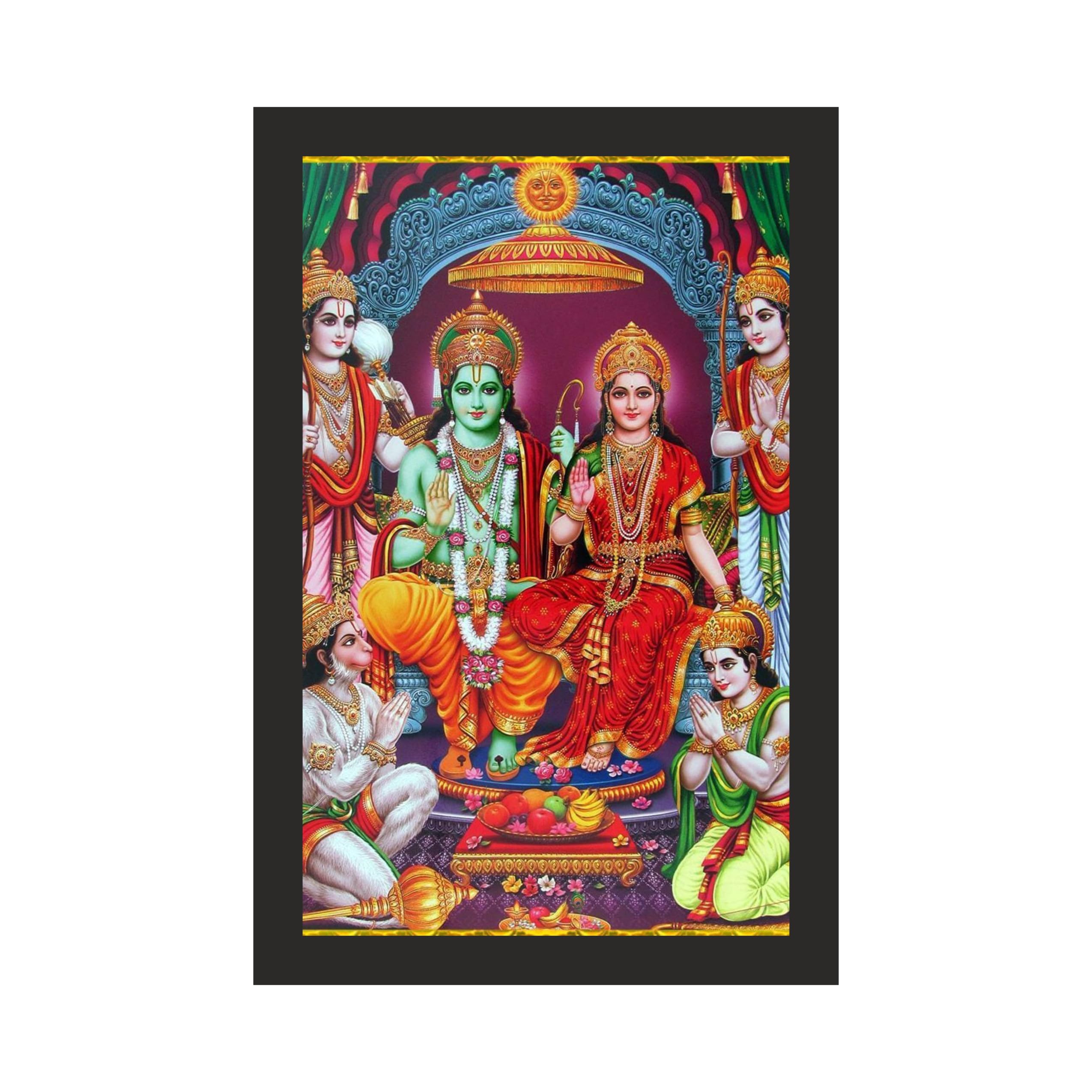 The Divine Trio: Lord Ram, Sita, and Lakshman with Hanuman, 12x18…