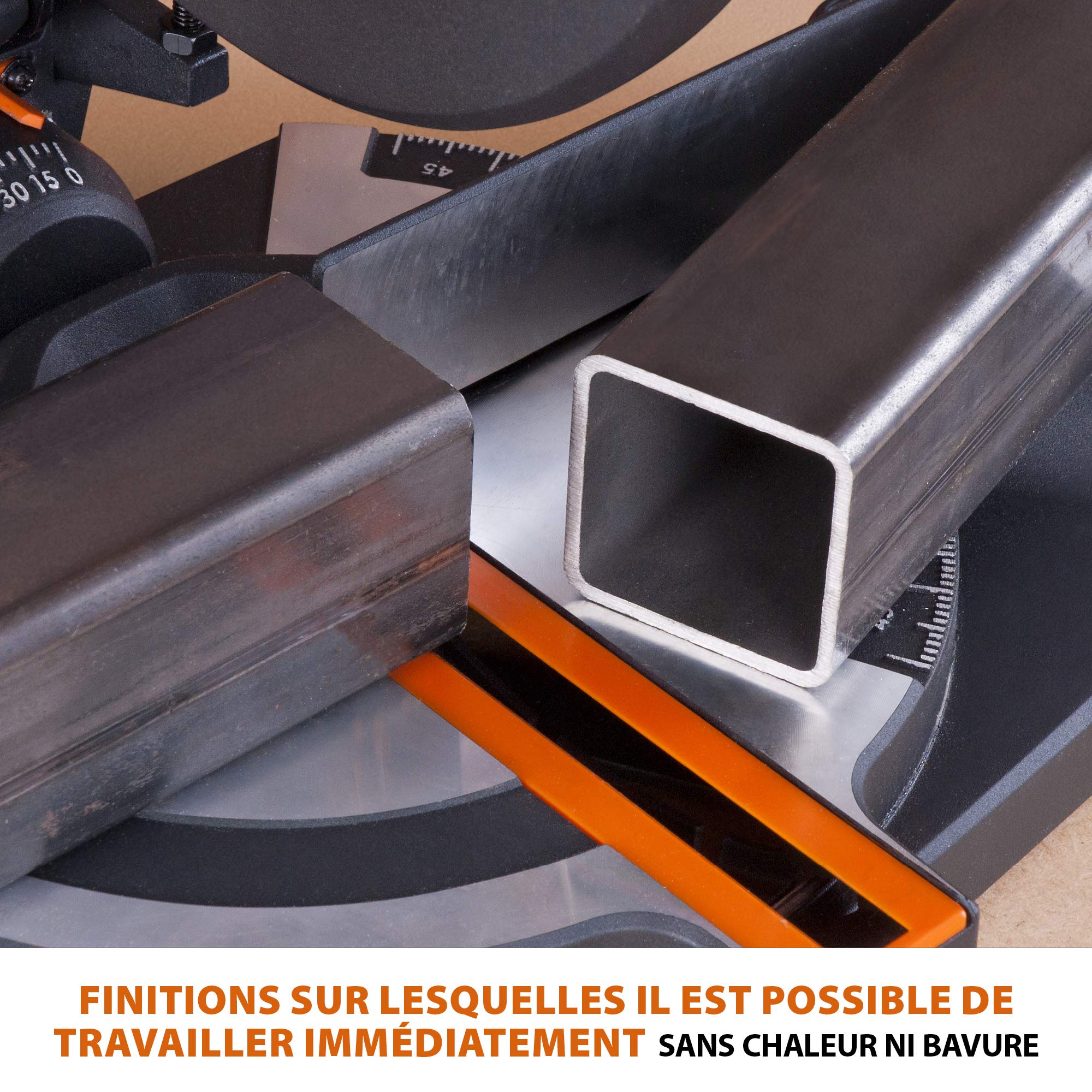 Evolution Power Tools Scie à Onglet Compacte 1200W 210mm Coupe Multi-Matériaux Lame TCT Incluse 45° Angle Onglet et Biseau R210CMS