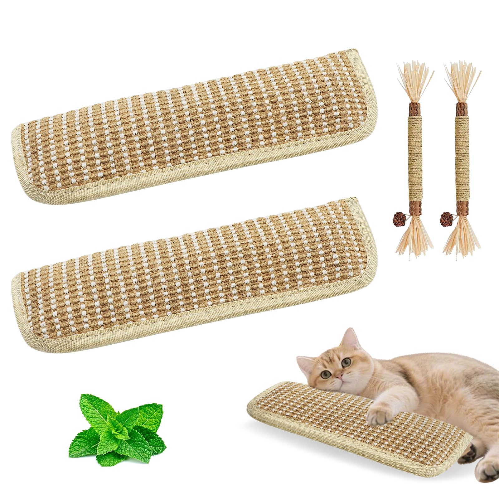2 Pack 28,4 cm Sisalkissen Katzenminze Spielzeug für Katzen mit Silvervine Sticks, Katzenspielzeug mit A+ Bio Katzenminze Interaktives Kicker Spielzeug Kratzfest Sicher Kauspielzeug