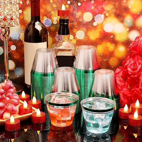 Miniatura 7 de Skylety 100 vasos de plástico desechables de 9 onzas, vasos de vino transparentes, copas de vino, copas de boda, vasos de cóctel de plástico para