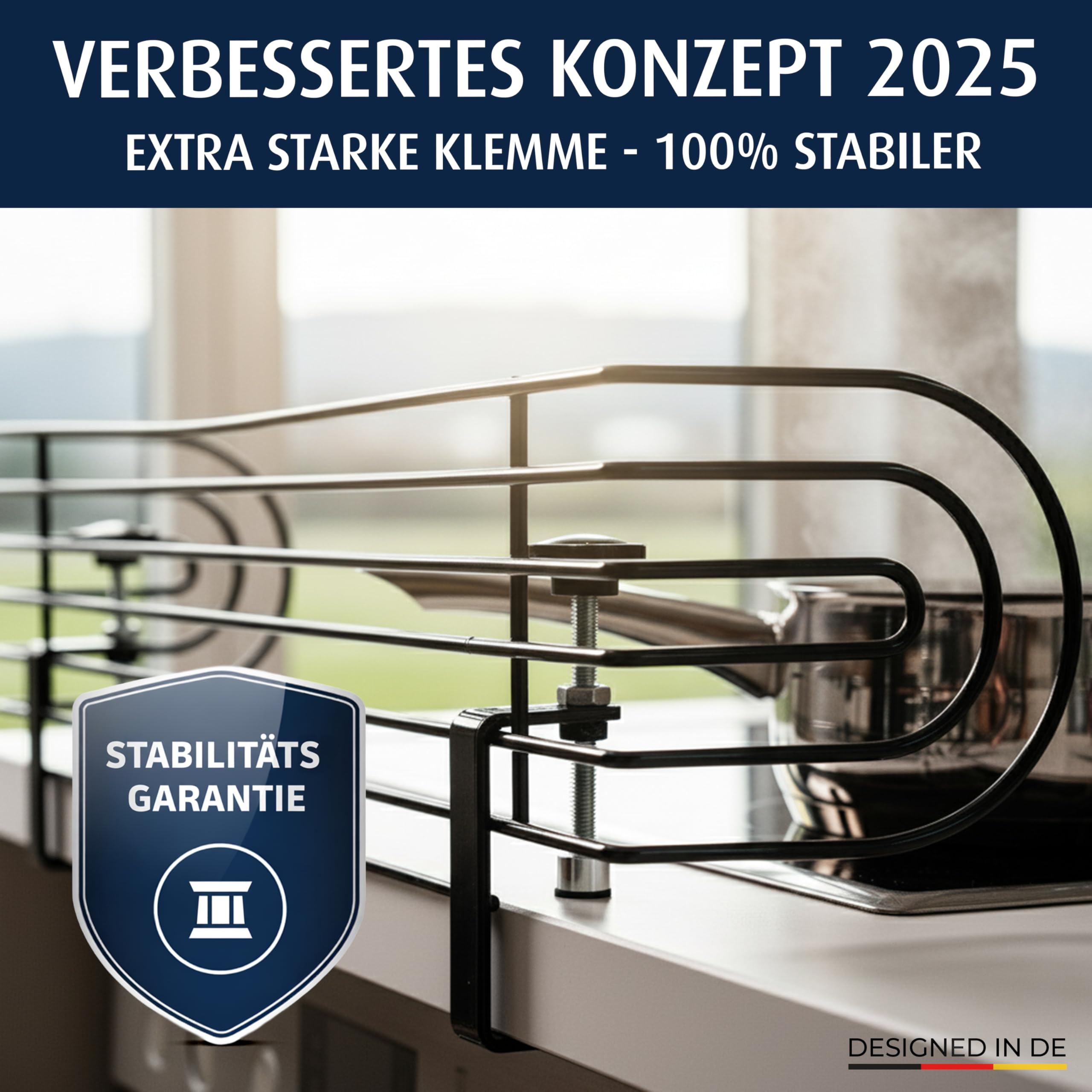 Generisch HerdHeld Herdschutz-Gitter Besonders Fest & Sicher, alle Herdarten, ohne Bohren| Kinderschutzgitter Herdgitter Herd Kindersicherung Schutzgitter Sicherung z. Klemmen als Schutz f. Kinder