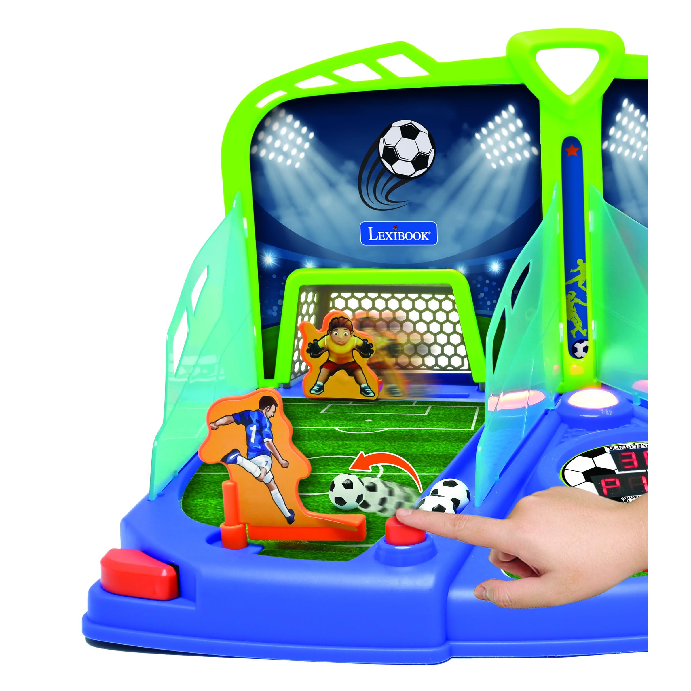 Lexibook, Jeu de Football Électronique avec Effets Lumineux et sonores pour 2 Joueurs, Bleu/Vert, JG945