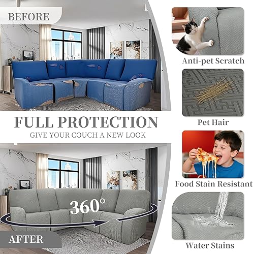 Miniatura 48 de Fundas 100% impermeables para sofá reclinable seccional, fundas para sofá reclinable en forma de L, funda para sofá seccional de esquina en forma de