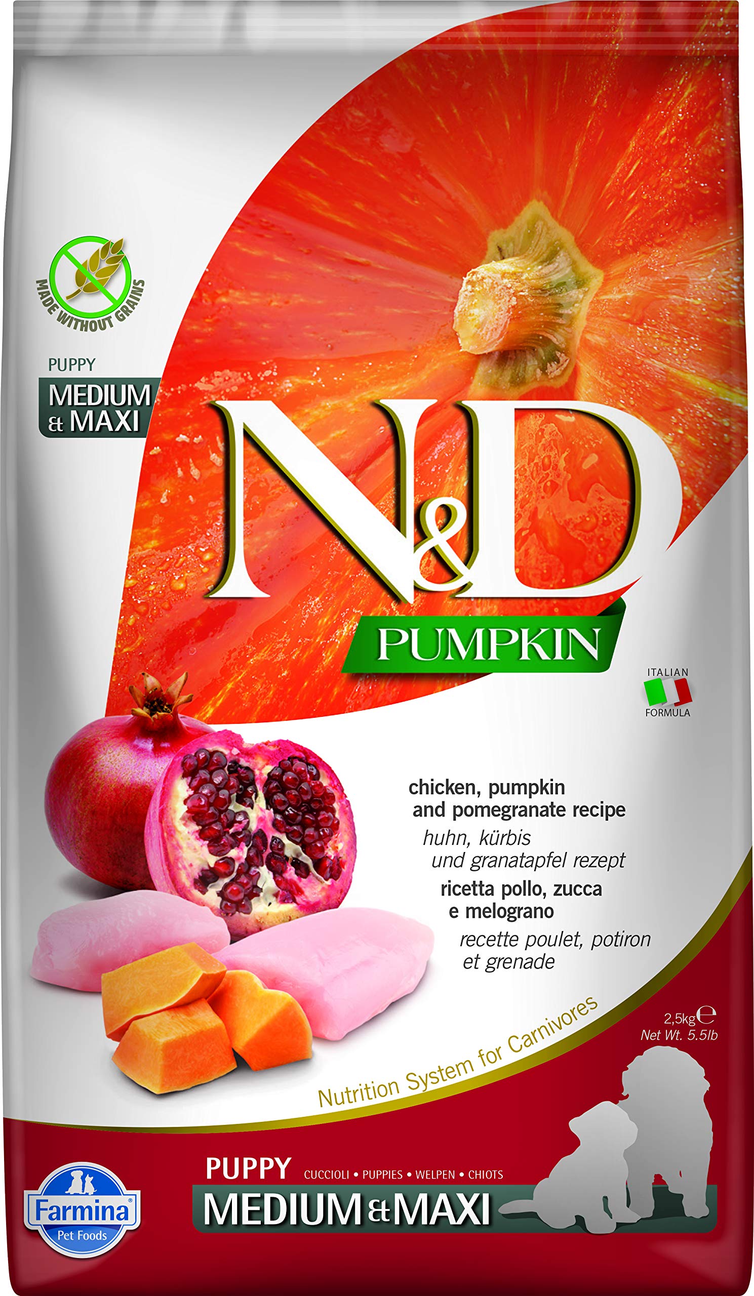 Farmina N&D Pumpkin Puppy Medium/Maxi Dog Food | Chicken, Pumpkin & Pomegranate | Rich in Anti-oxidants|Complete Food for Puppies | 2.5kg | No Artificial Preservatives-image-6