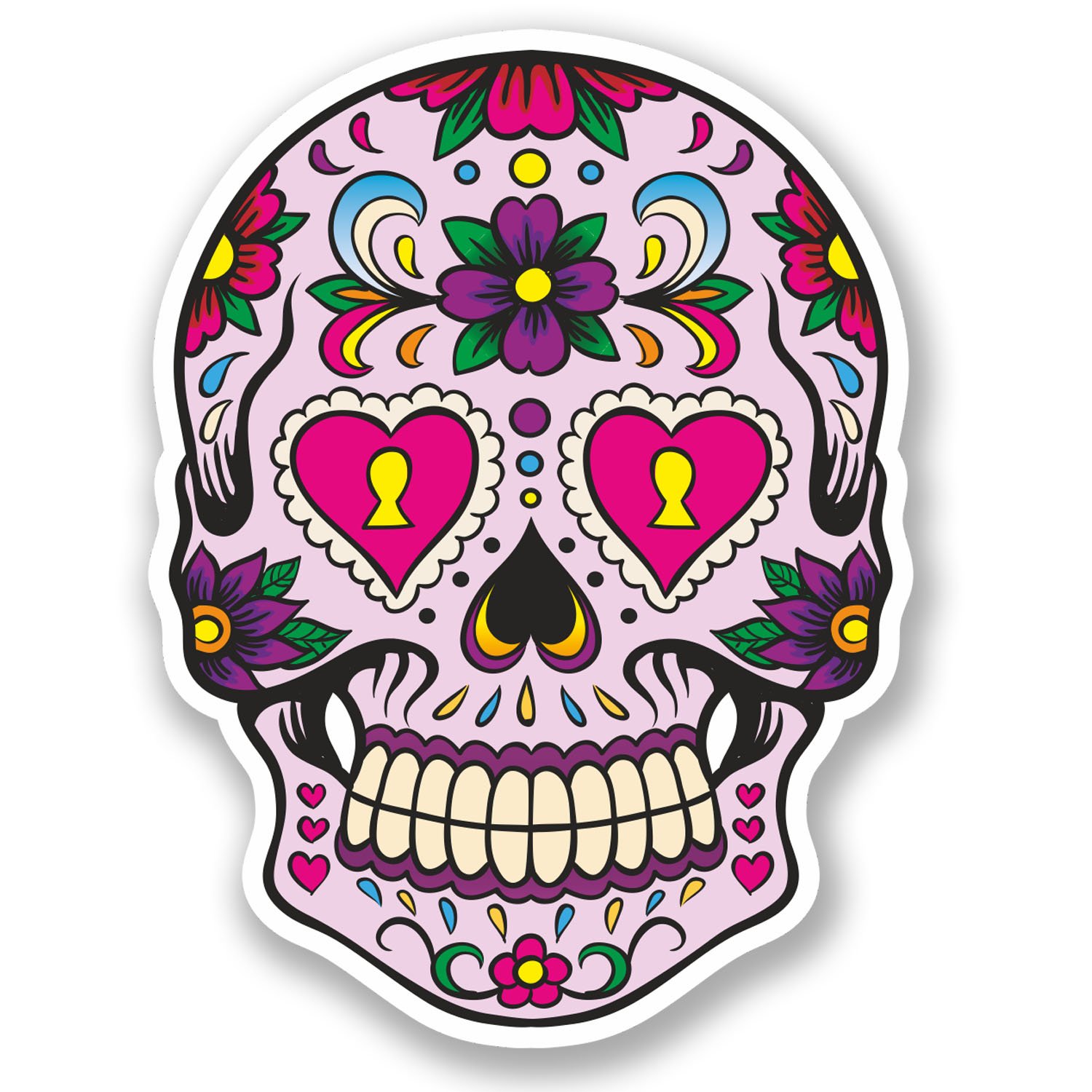 Destinationvinyl Multi 2 X Sugar Skull Vinyl Sticker Decal Mexican Spanish Mexico Day Of The Dead #5669 (7.5Cm Wide X 10Cm Tall)