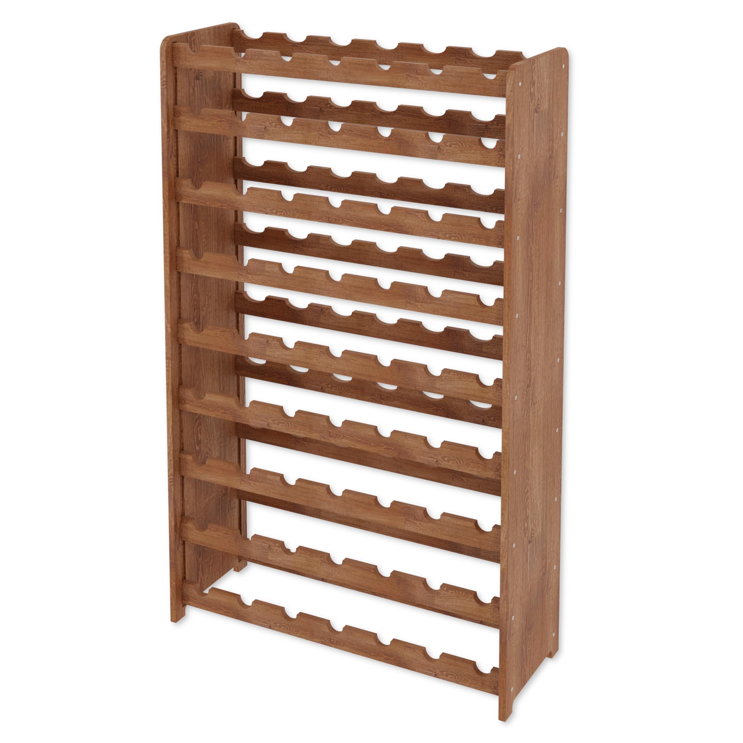 Lenmar, Wählen Sie Ihre Farbe, RW-3-63, Weinregal aus Holz, 118 x 72 x 26,5 cm, für 63 Flaschen, 9 liegen, Natur, Braun, Antrazit Flaschenregal für Wein, Lagerung für Flaschen (Braun)