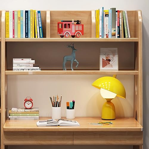 Miniatura 5 de BALANBO Escritorio para niños con cajones y estantería, escritorio de madera para niños, estación de trabajo y escritorio de escritura (blanco)