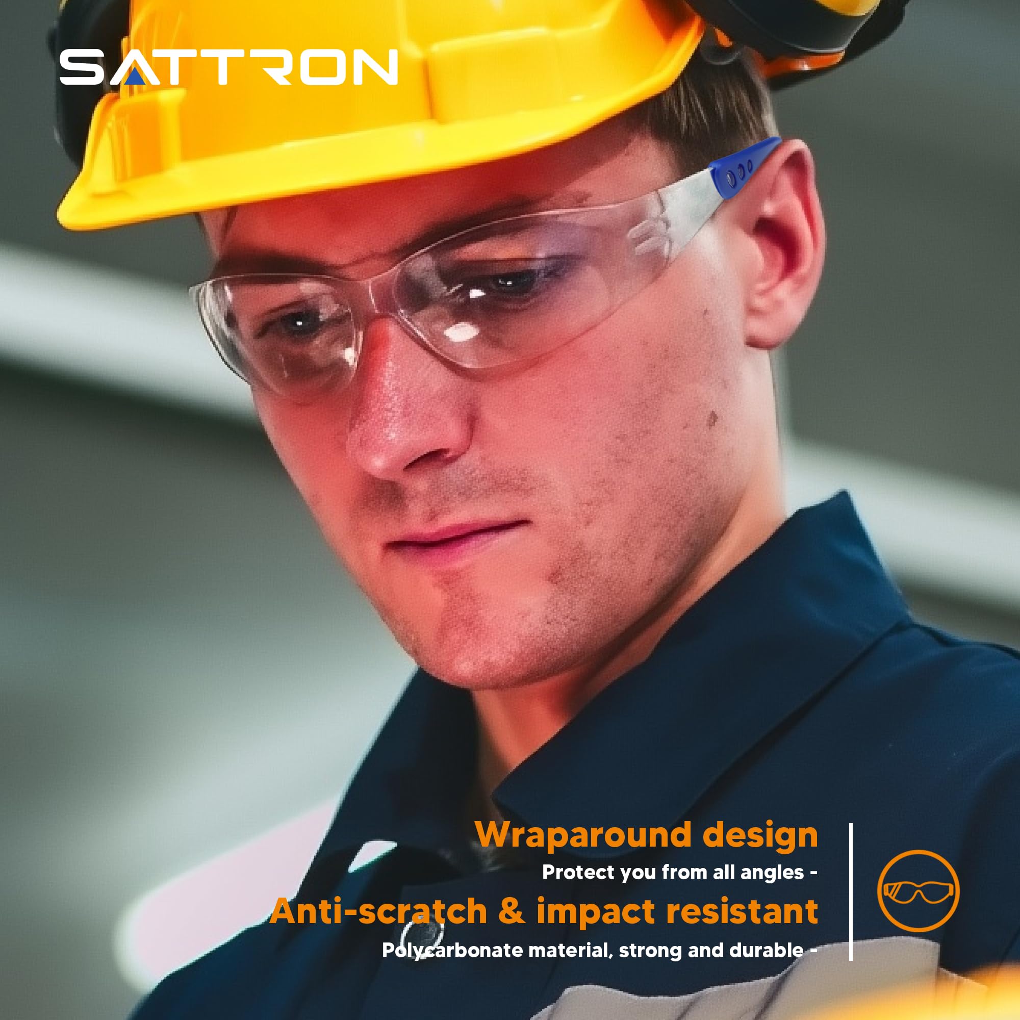 Gafas de seguridad transparentes, paquete de 24, lentes de policarbonato con patillas de goma, gafas de seguridad antiarañazos, resistentes a los impactos, protección ocular para construcción