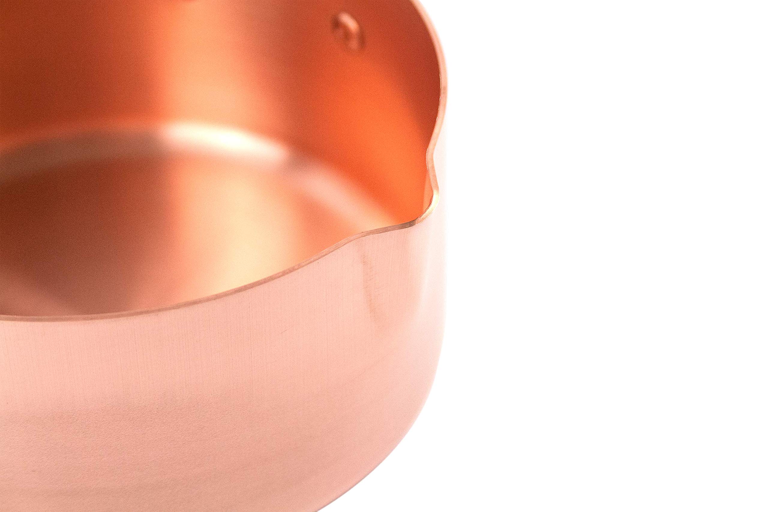 Casserole en cuivre avec bec verseur - Diamètre : 16 cm - Paroi épaisse - Idéal pour les plats sucrés ou les sauces