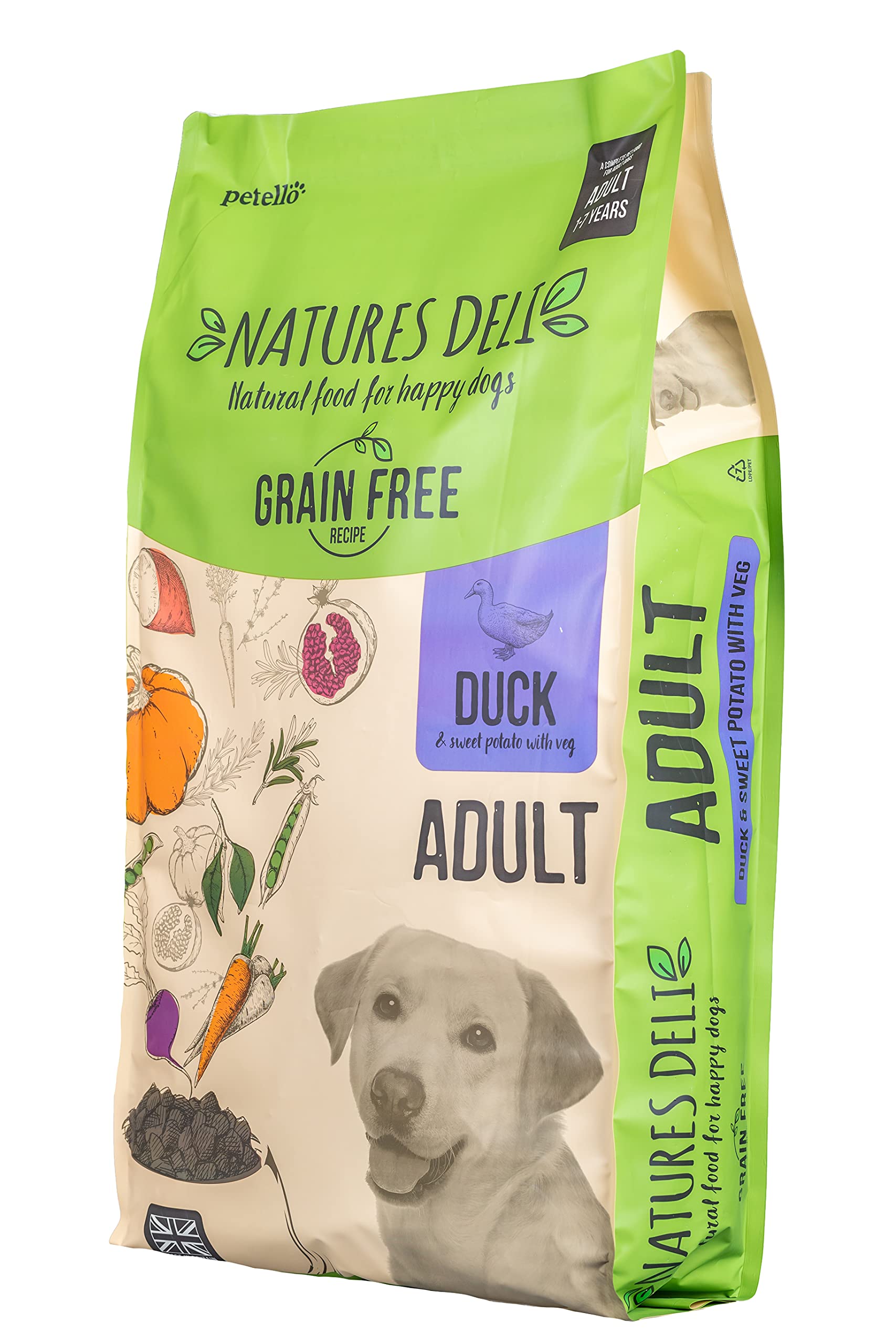 Natures Deli Dry Dog Food for Adult Dogs, Grain Free Natural Complete Hypoallergenic Food for Dogs, Suitable for All Breeds, Duck and Sweet Potato - 12 kg