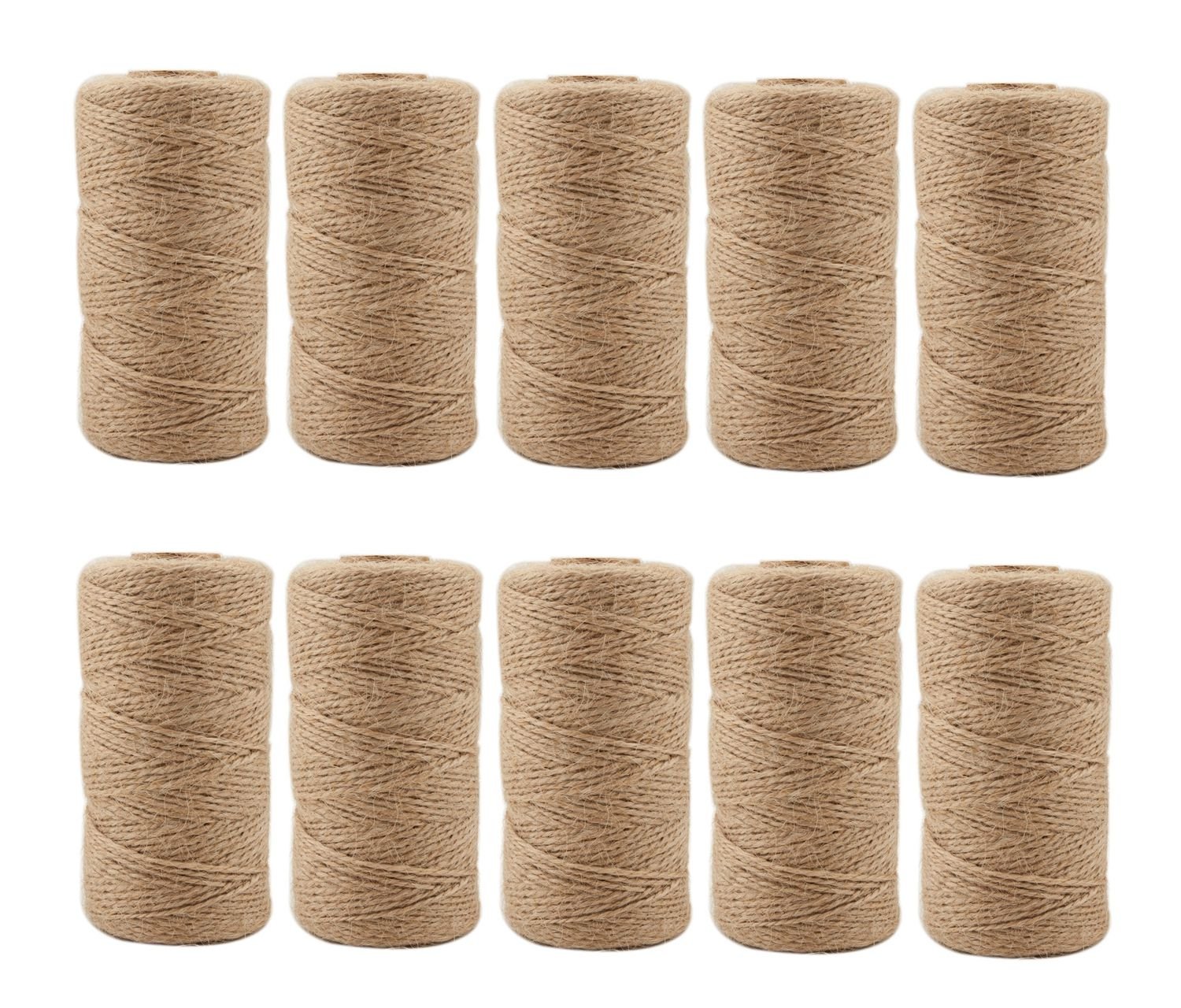 Jute Twine 3280 Feet 2mm 3Ply Arts Crafts Jute Rope Durable Packing String for Gardening Applications(10pcs x 328feet)