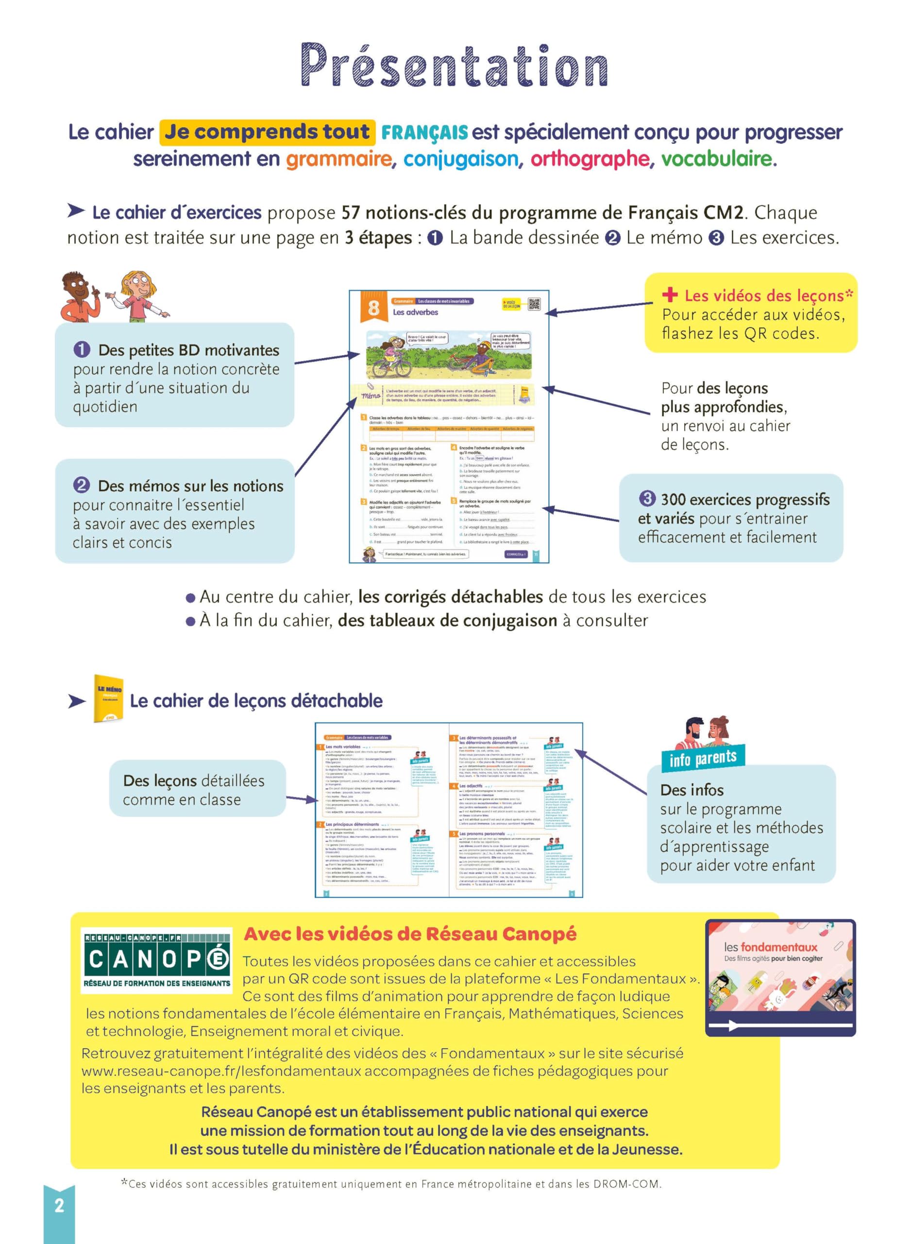 Je comprends tout - Français CM2 - 300 exercices progressifs pour s'entraîner et réussir - Avec les leçons en vidéo de réseau Canopé comme à l'école