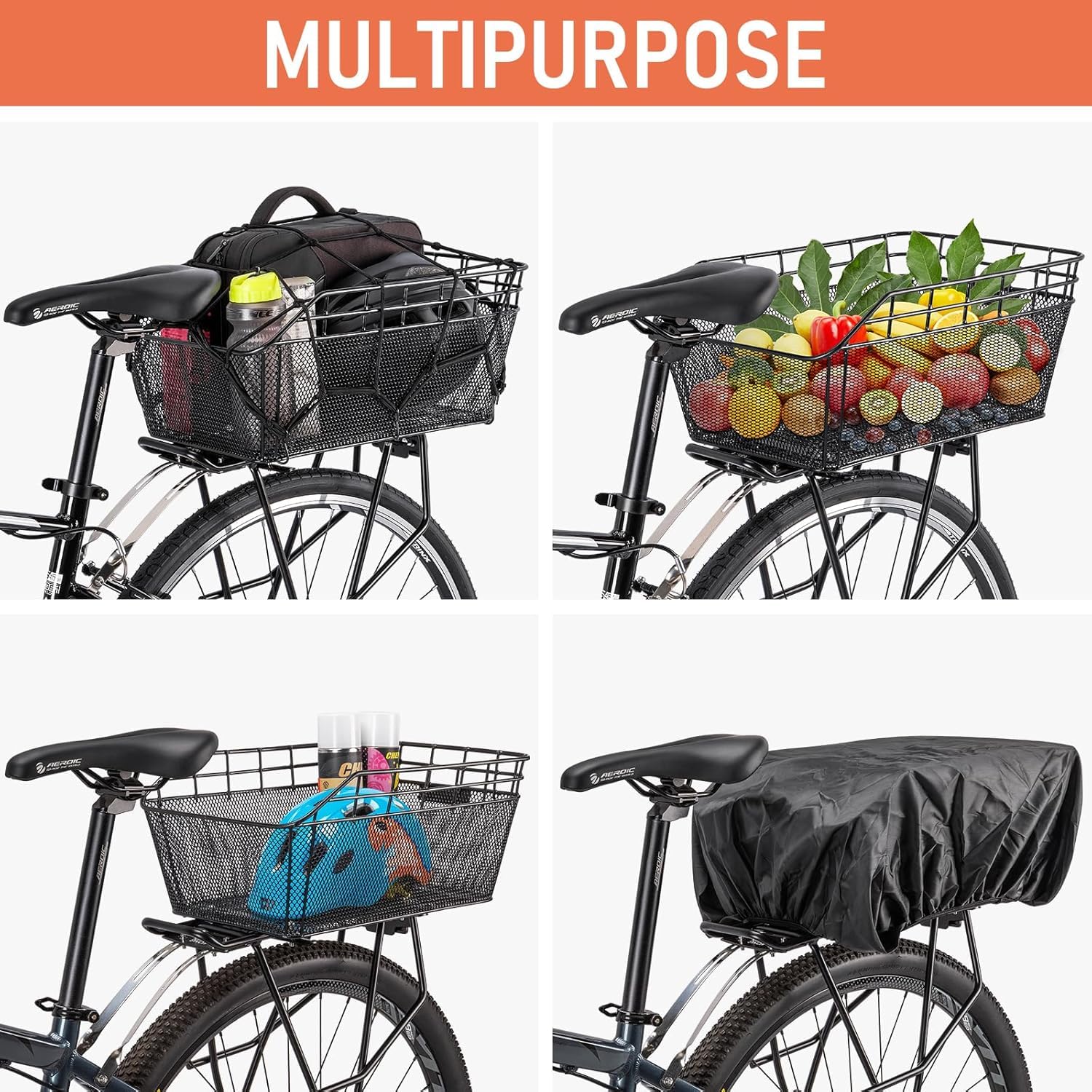 Hanured® Cestino per bicicletta posteriore, Portapacchi posteriore per bicicletta pieghevole con Borsa impermeabile rimovibile, rete di carico