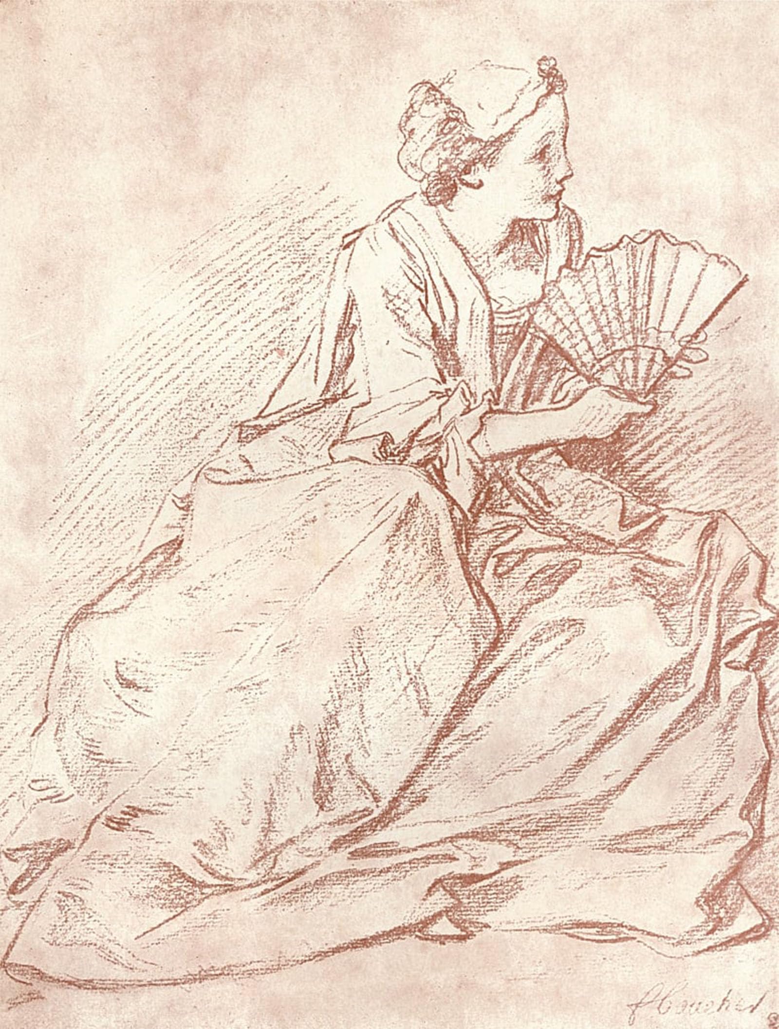 SERENDIPITP Vintage Wall Art Canvas Nordic Poster Canvas Print Picture The Lady with the Fan by François Boucher Wall Art Poster for Home Decor 60x90cm