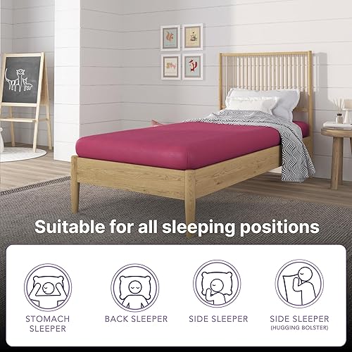 Miniatura 6 de NapQueen Colchón de 5 pulgadas, tamaño individual, de espuma viscoelástica, color rosa, sensación media, certificado CertiPUR-US, colchón de cama