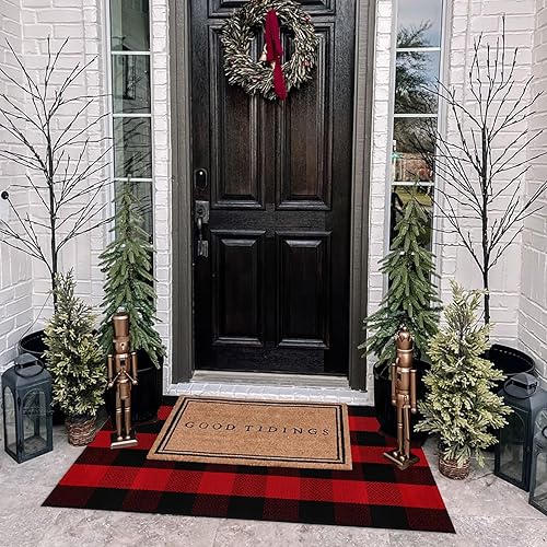 Miniatura 40 de CAINANEL Buffalo - Alfombra de algodón a cuadros de 5 x 7 pies, tejida a mano para interiores y exteriores, alfombra de área para puerta de Tela