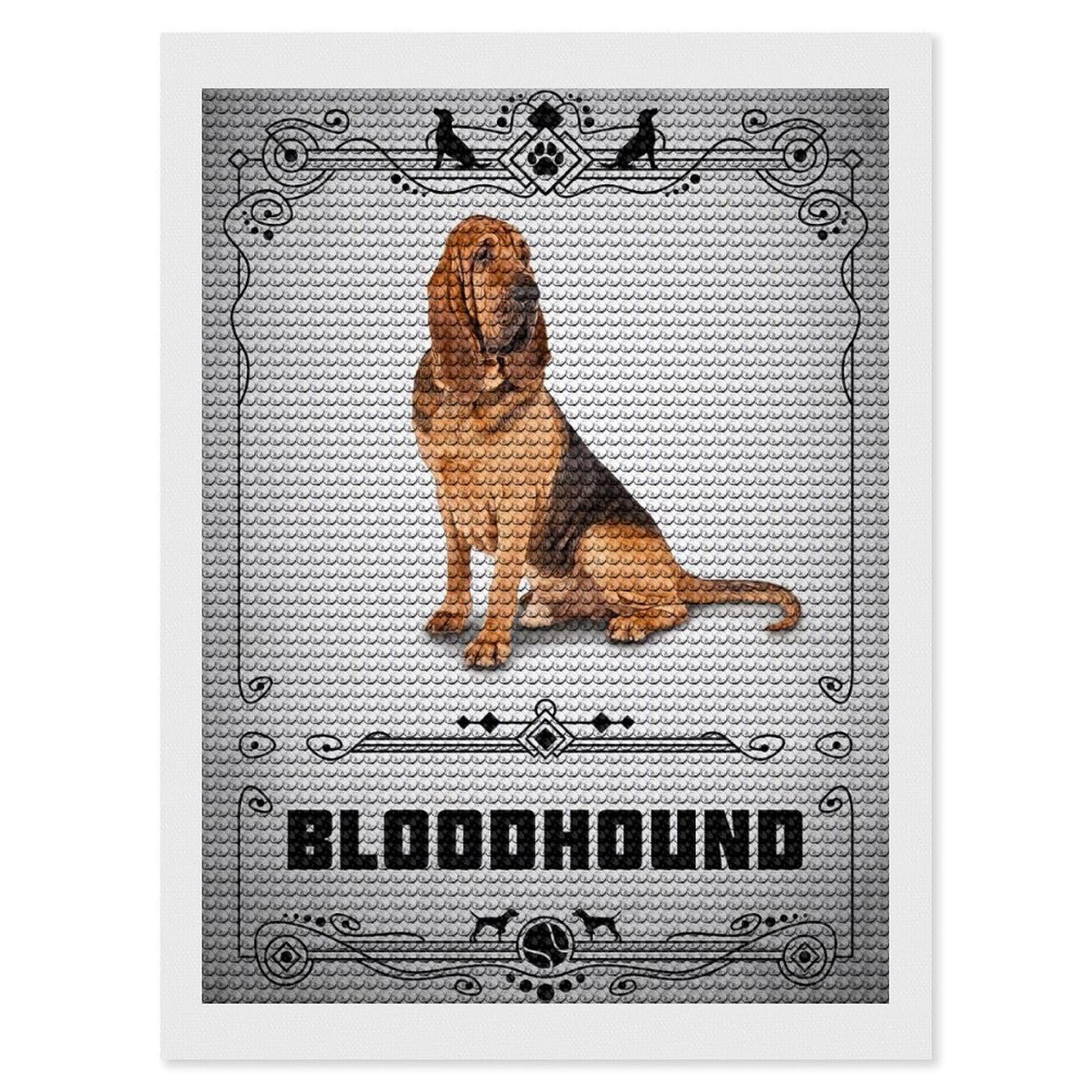 Junmoney Bloodhound Diamond Painting Canvas Set 12"x16", for Adults, Bedroom Decor, Good for Quiet Evenings, Festive Craft Gift