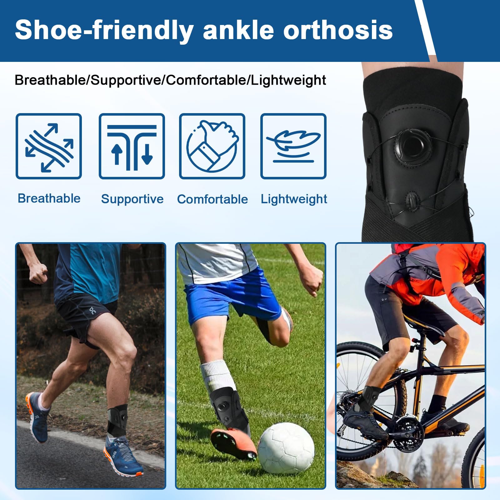 Tobillera Ajustable con Botón Giratorio, Estabilizador para Soporte y Compresión para Lesiones en el Tobillo, Esguinces de Tobillo, Tendinitis,Deportiva - L