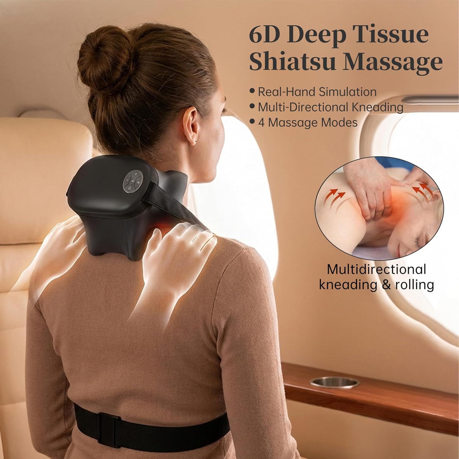 Neck and Shoulder Massager with Heat, Cordless Shiatsu Neck & Back Massager for Deep Tissue Pain Relief, 6D Kneading Massage for Shoulder, Back, Leg, Gifts for Men, Women, Dad & Mom