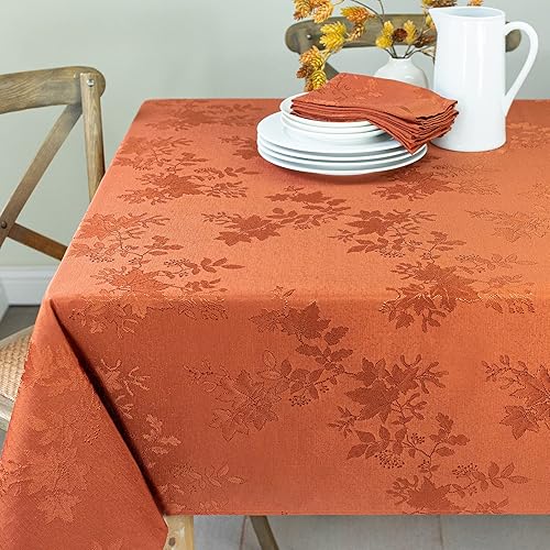 Benson Mills juego de 4 servilletas de tela, servilletas de damasco con hojas de campo para otoño, cosecha y Acción de Gracias (óxido, 18 x